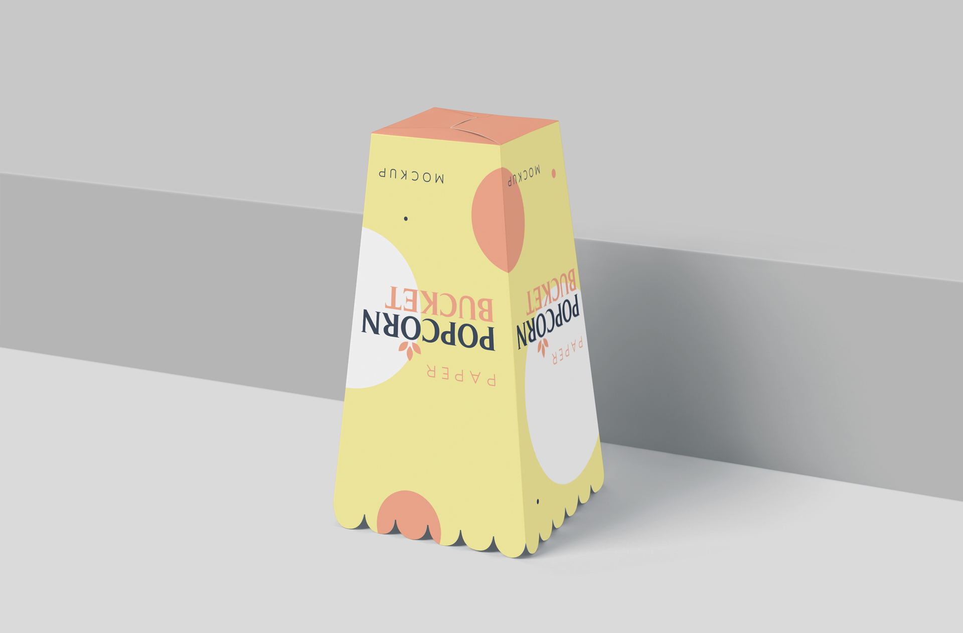 Upside Down Popcorn Bucket Mockup for Food Packaging