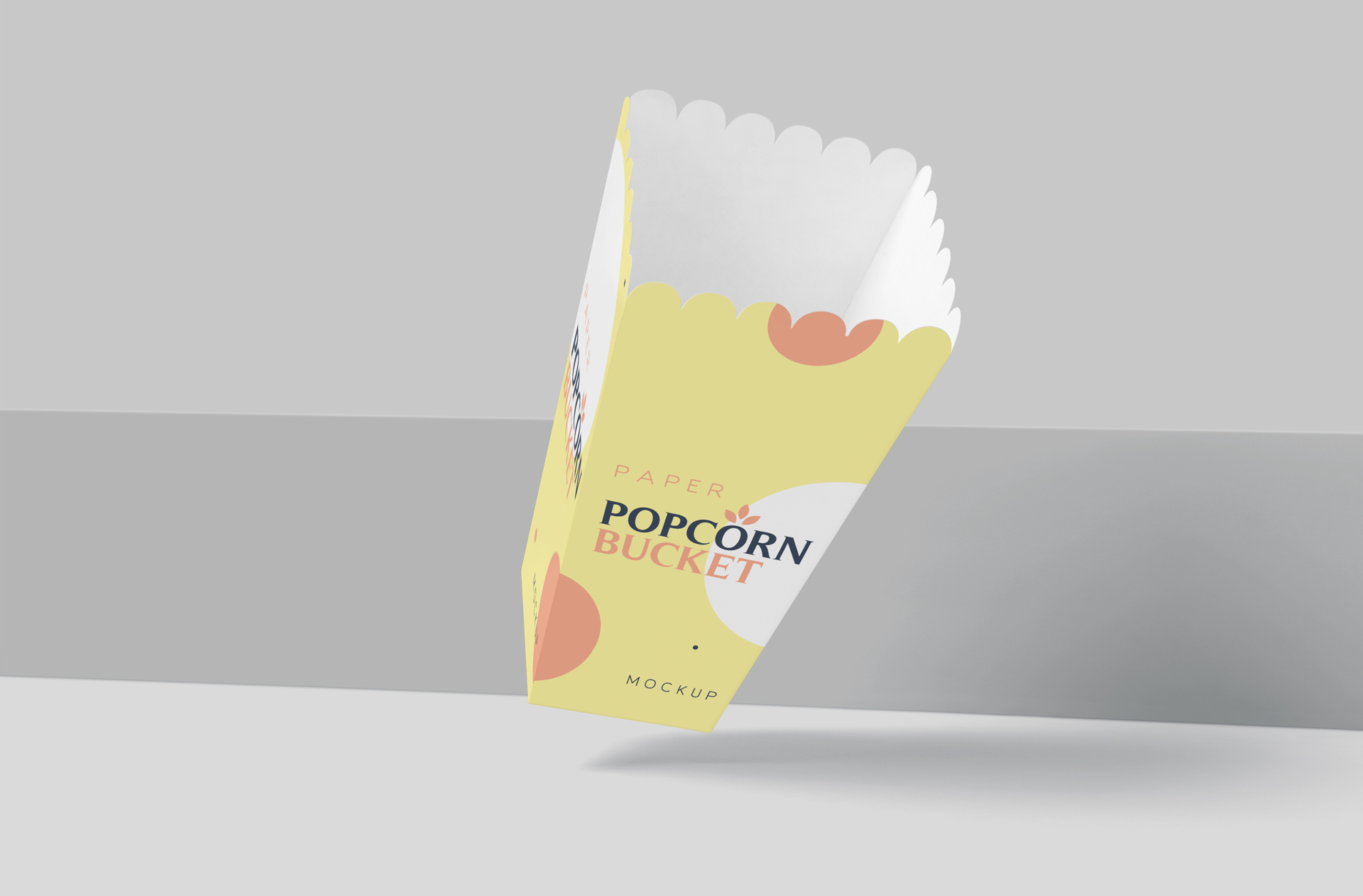 Scalloped Popcorn Bucket Mockup with Paper Design