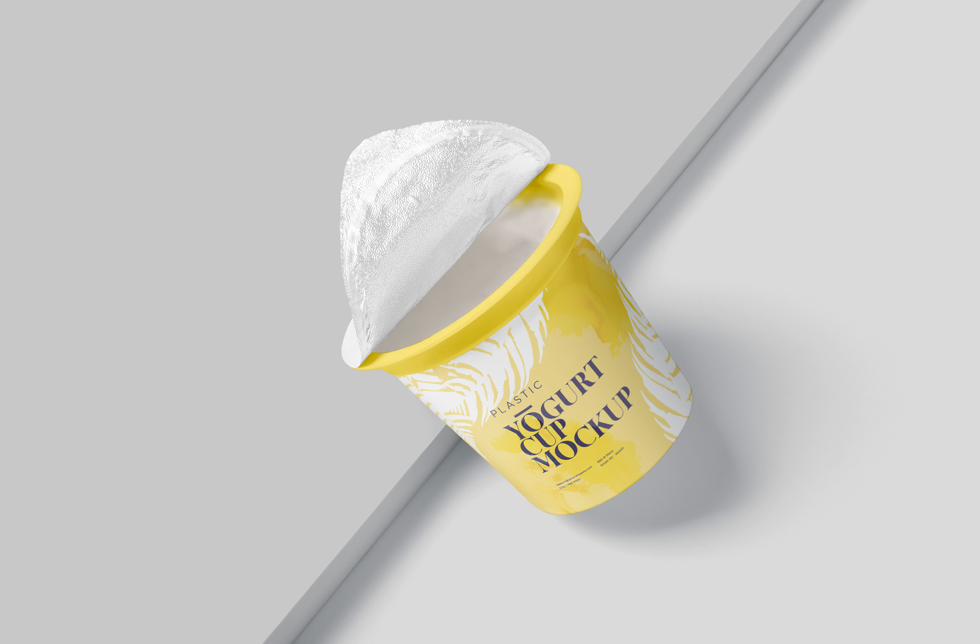 Opened Yogurt Cup Mock-Up for Dairy Product Branding