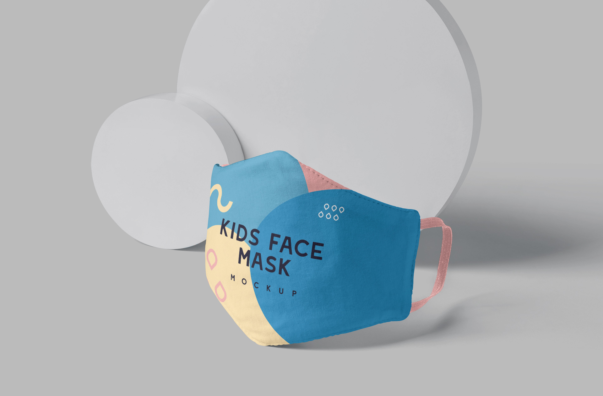 Angled Kids Face Mask Mockup with Realistic Textures