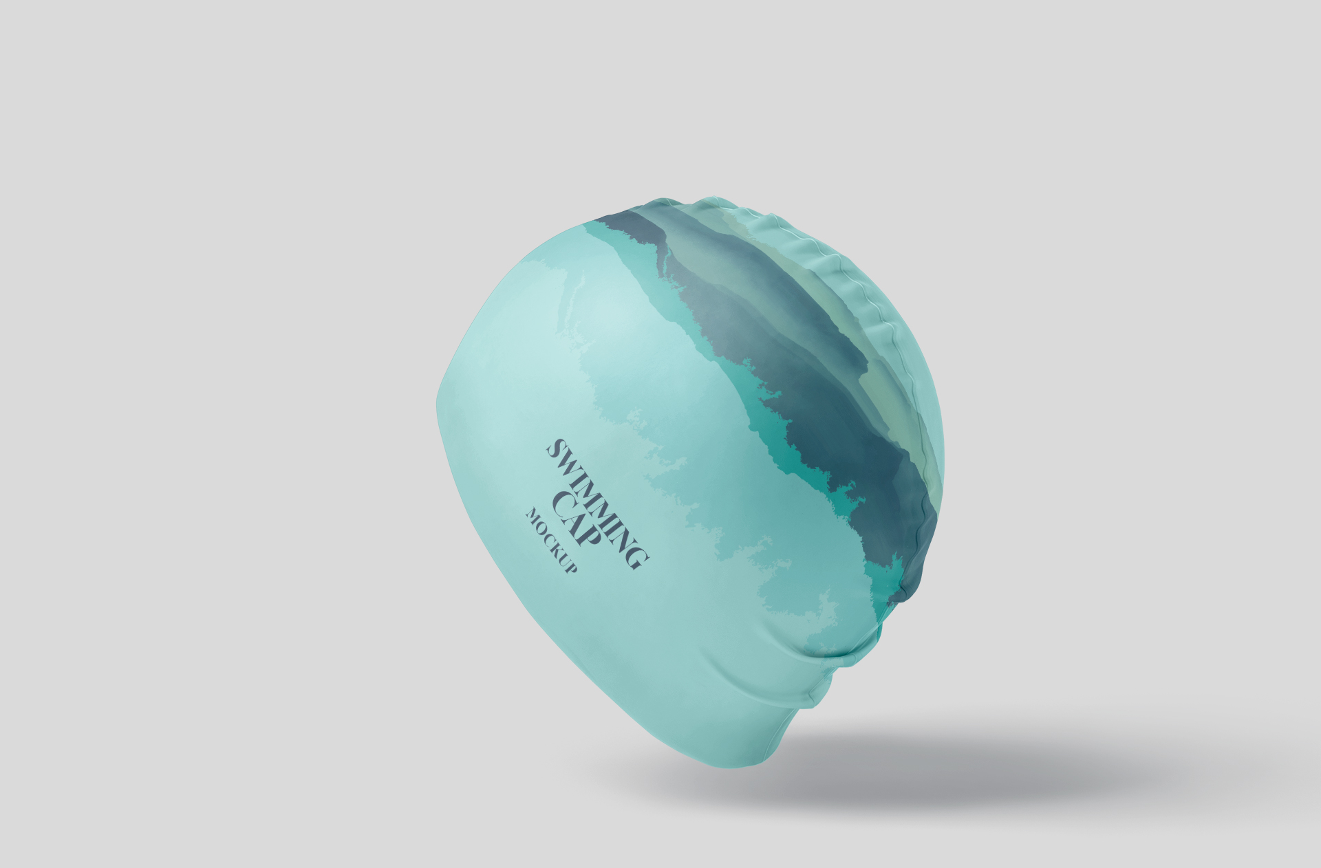 Angled Swimming Cap Mockup with Custom Design