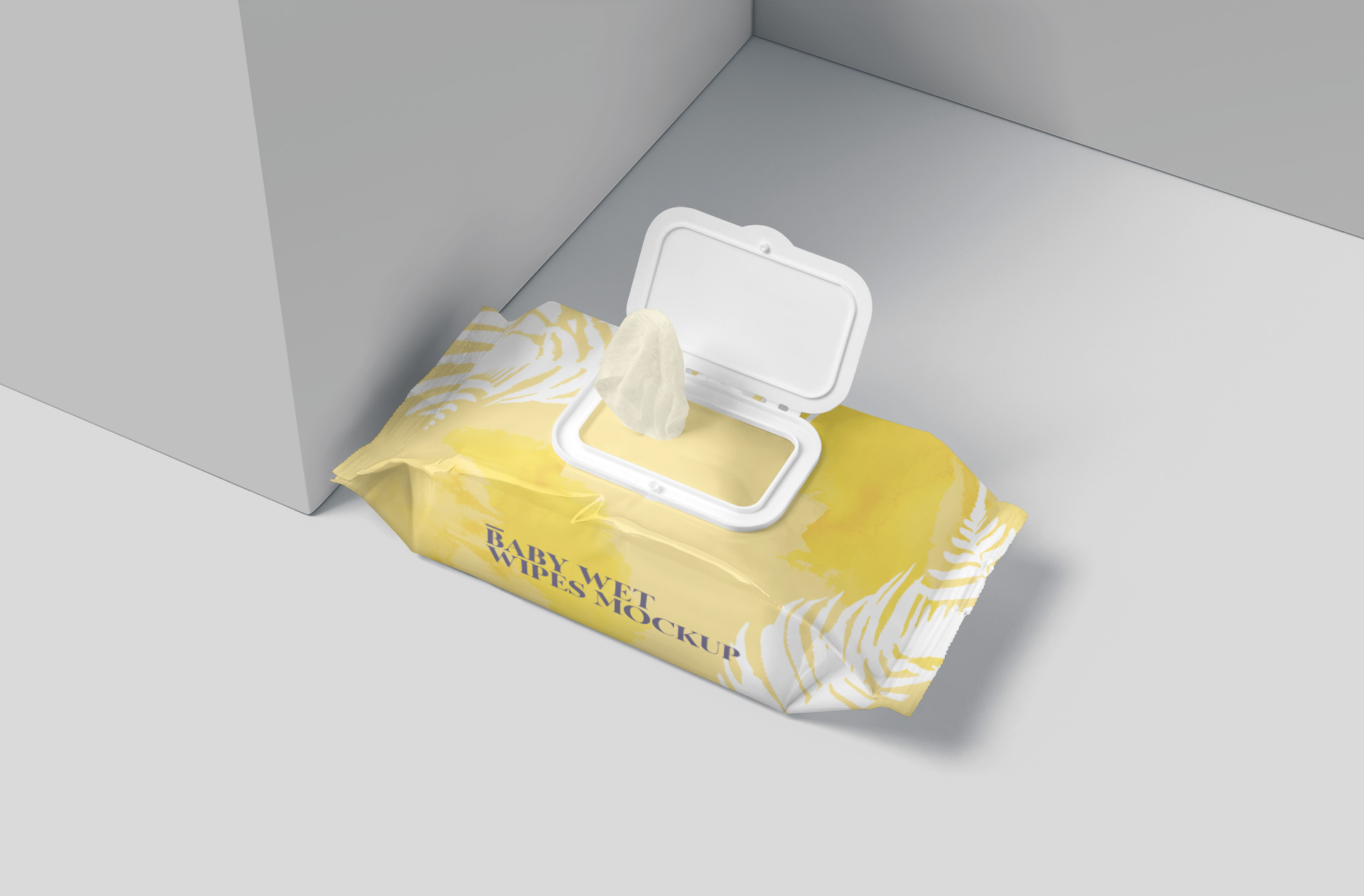 Baby Wet Wipes Mockup with Side View Display
