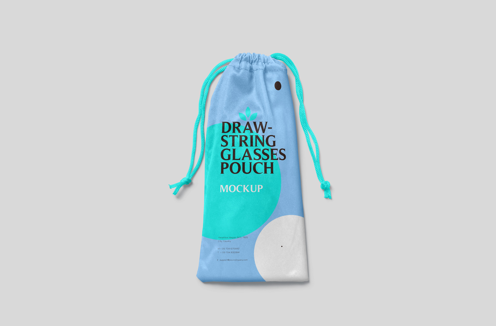 Drawstring Eyeglasses Pouch Mockup with Top View
