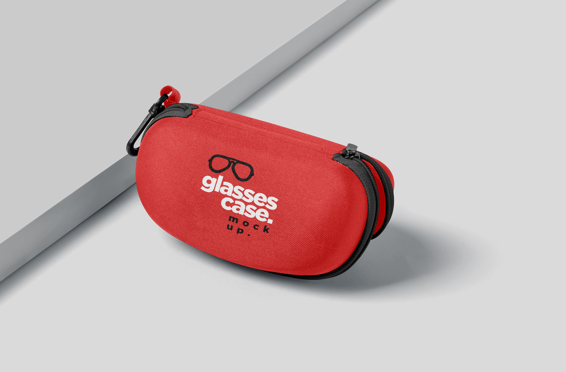 Red Glasses Case Mockup with Zipper Closure