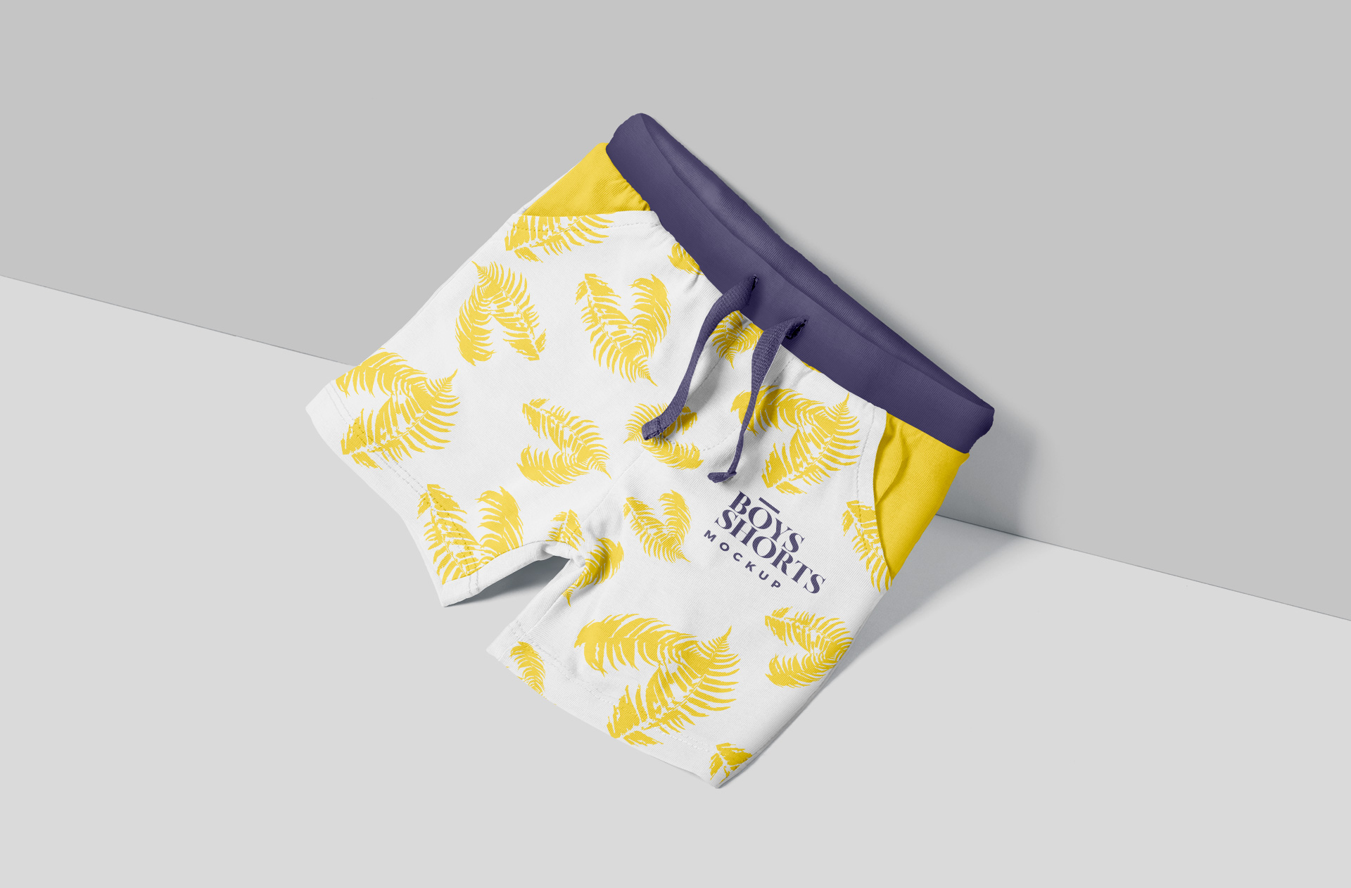 Front View of Boys Shorts Mockup with Drawstrings