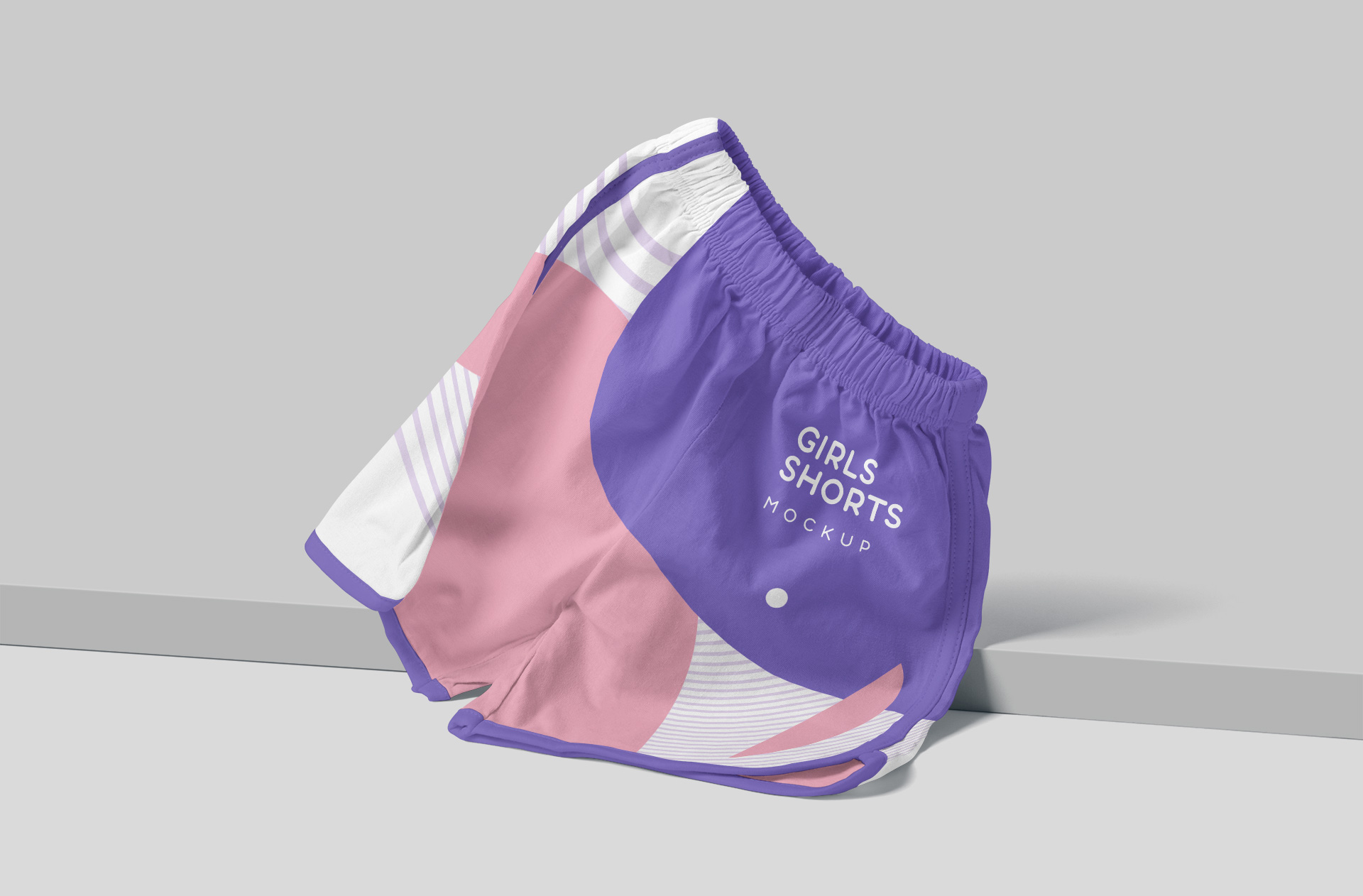 Angled View Girls Sporty Shorts Mockup Design