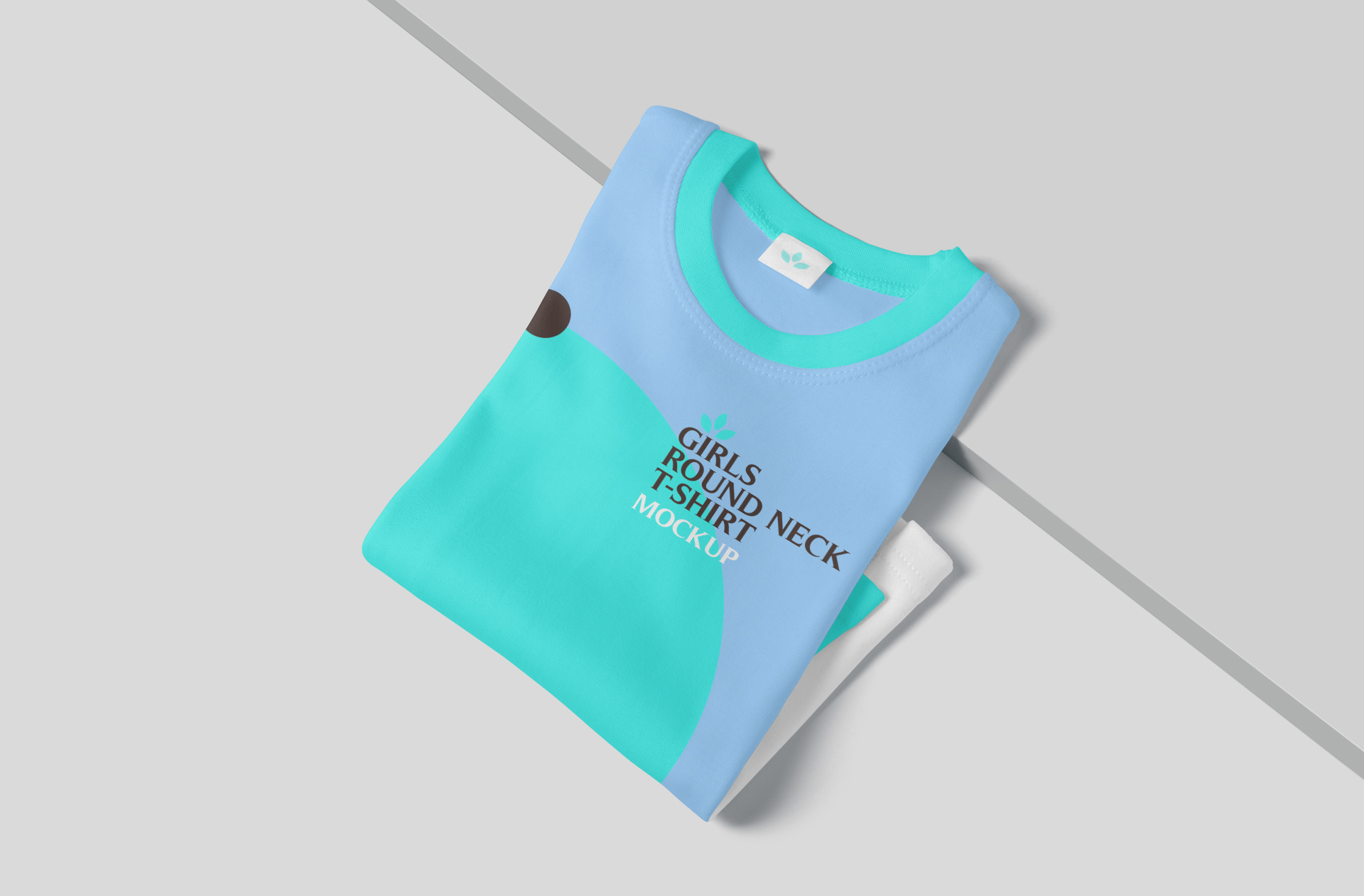 Girl’s Round Neck T-Shirt Mockup Folded Style