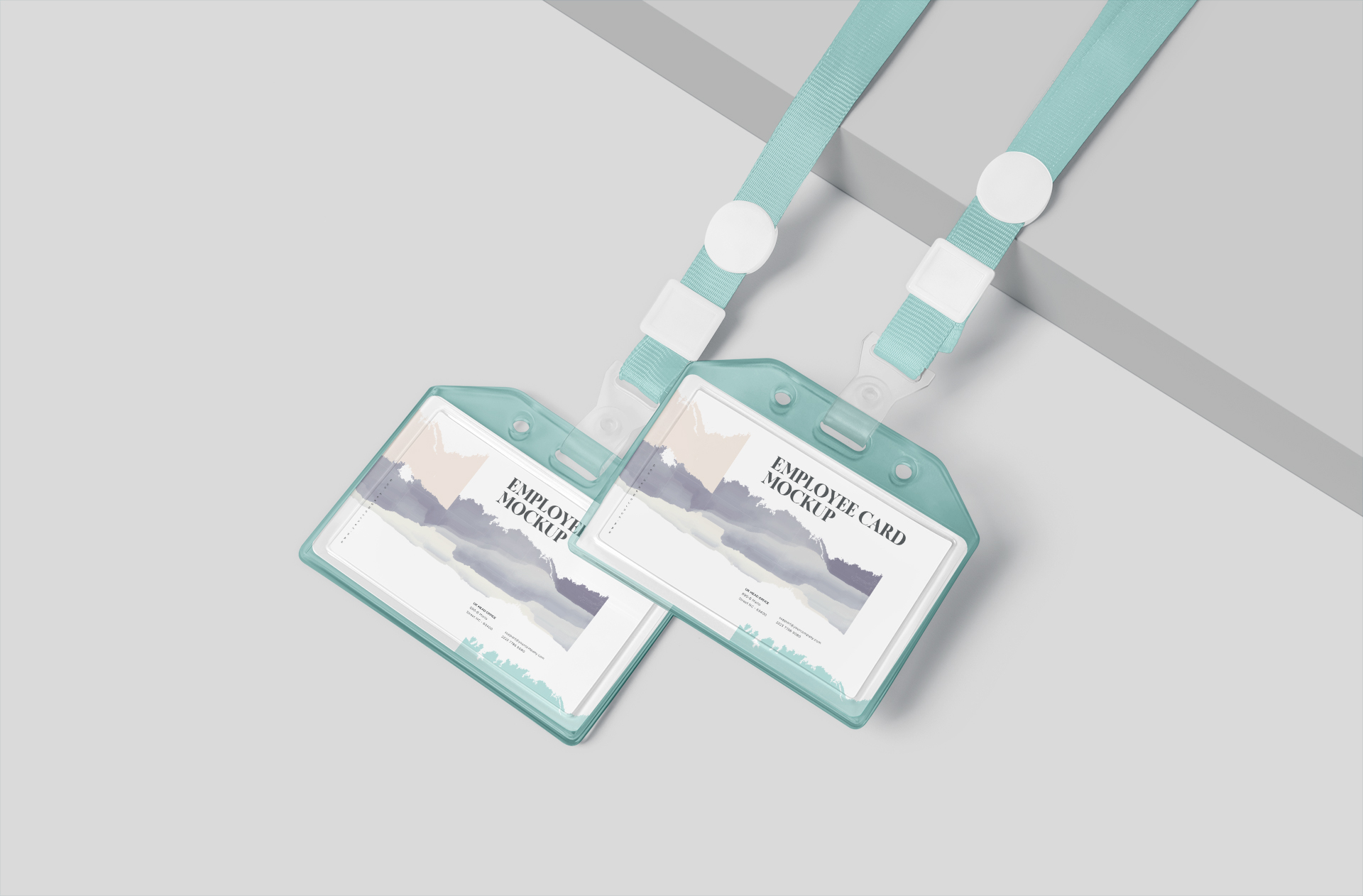 Employee Card Holder Mockup with Lanyard