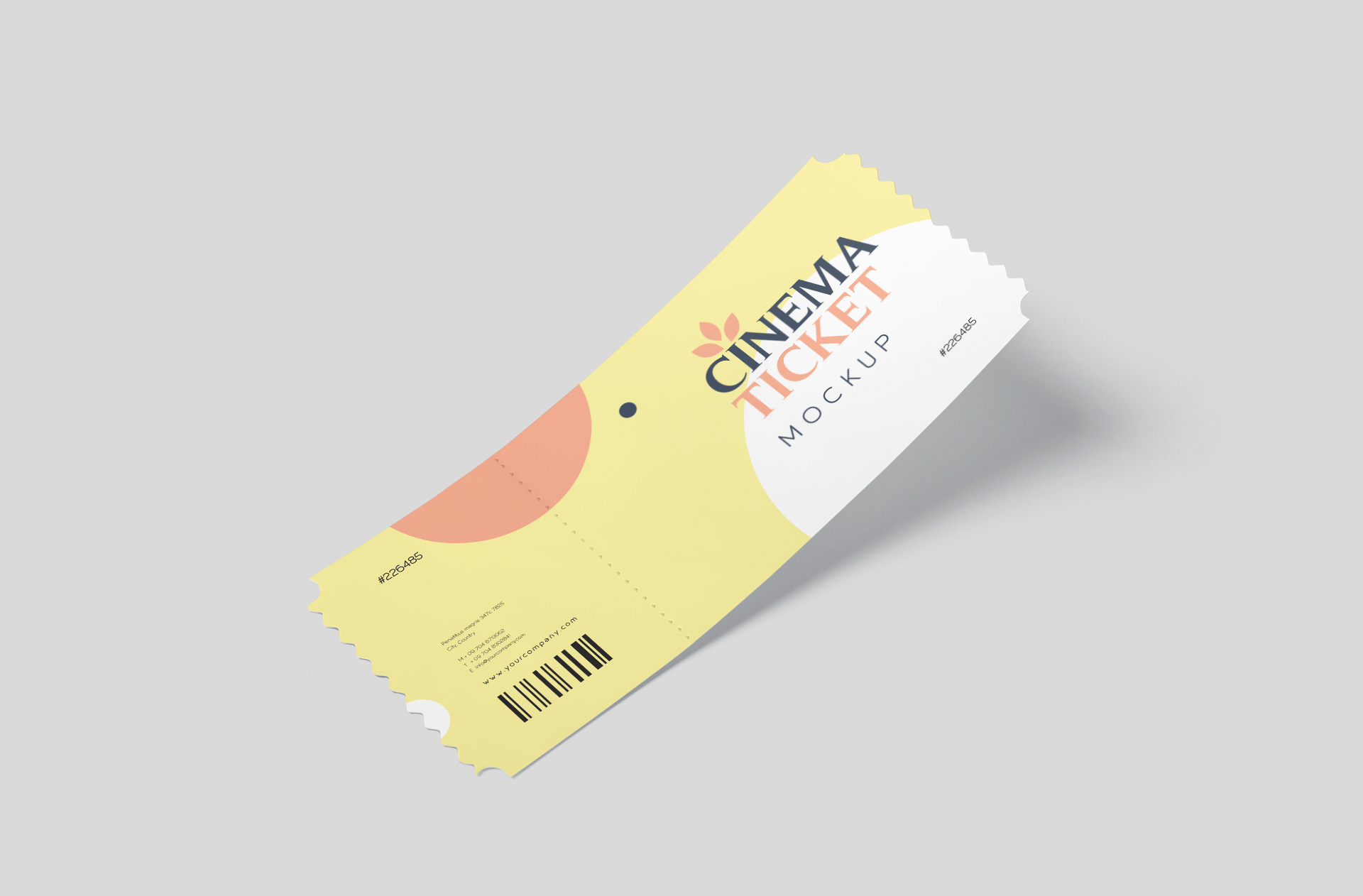 Cinema Ticket Mockup with Perforated Edges