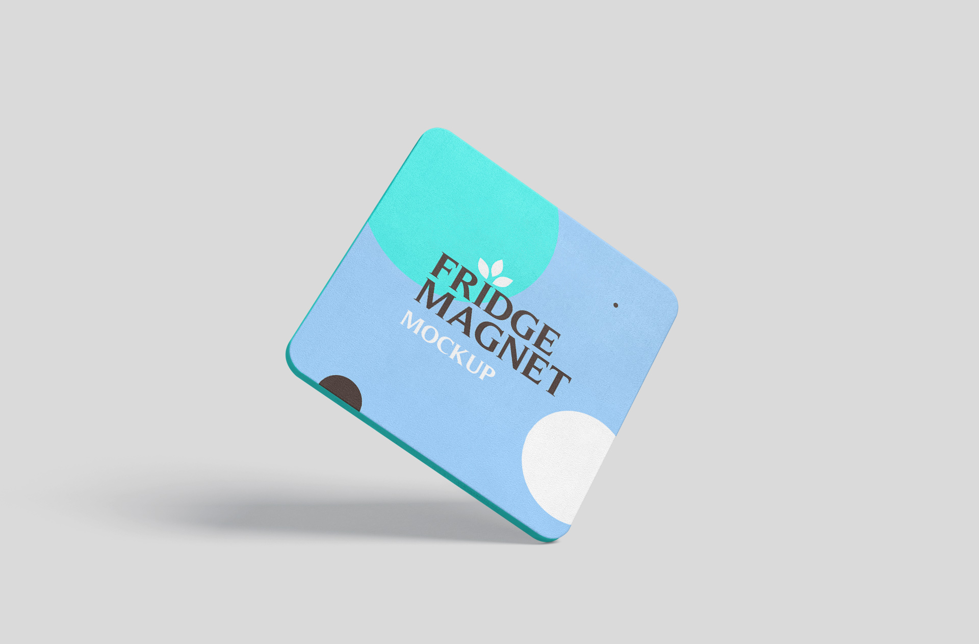 Square Fridge Magnet Mockup – Blue Design