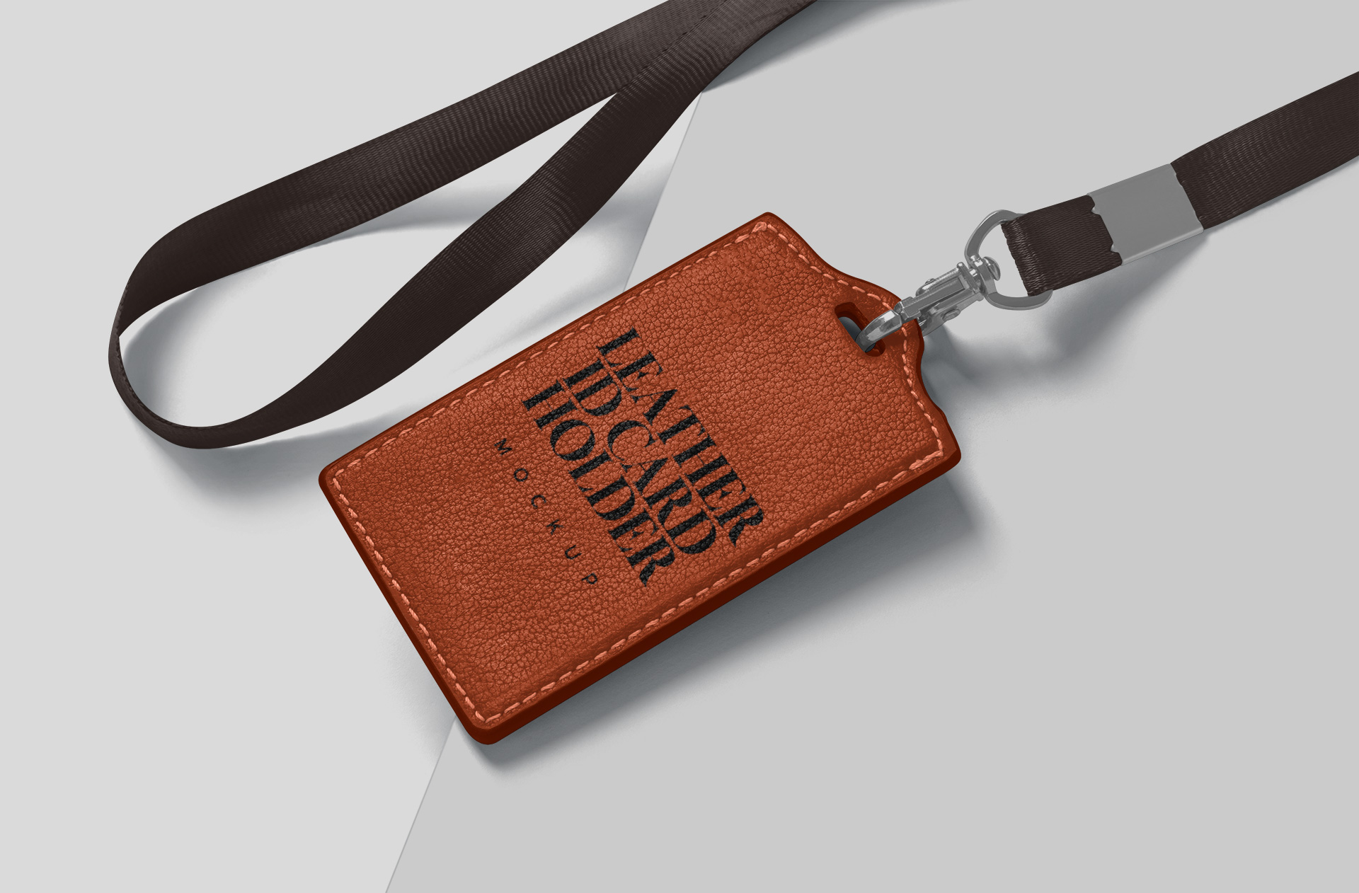 Floating Leather ID Badge Mockup – Realistic PSD