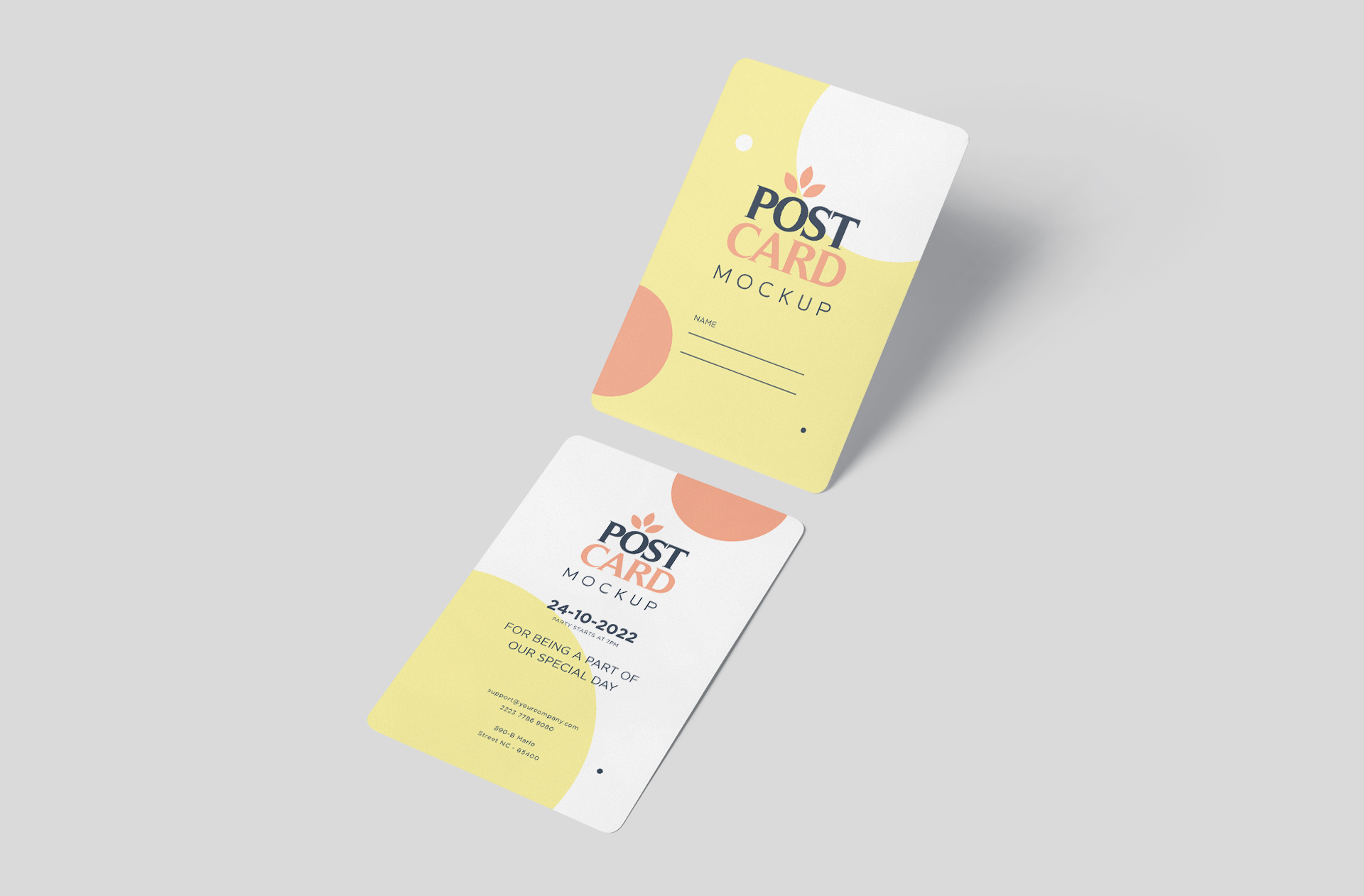 Realistic Postcard Mockup – Front & Back View PSD