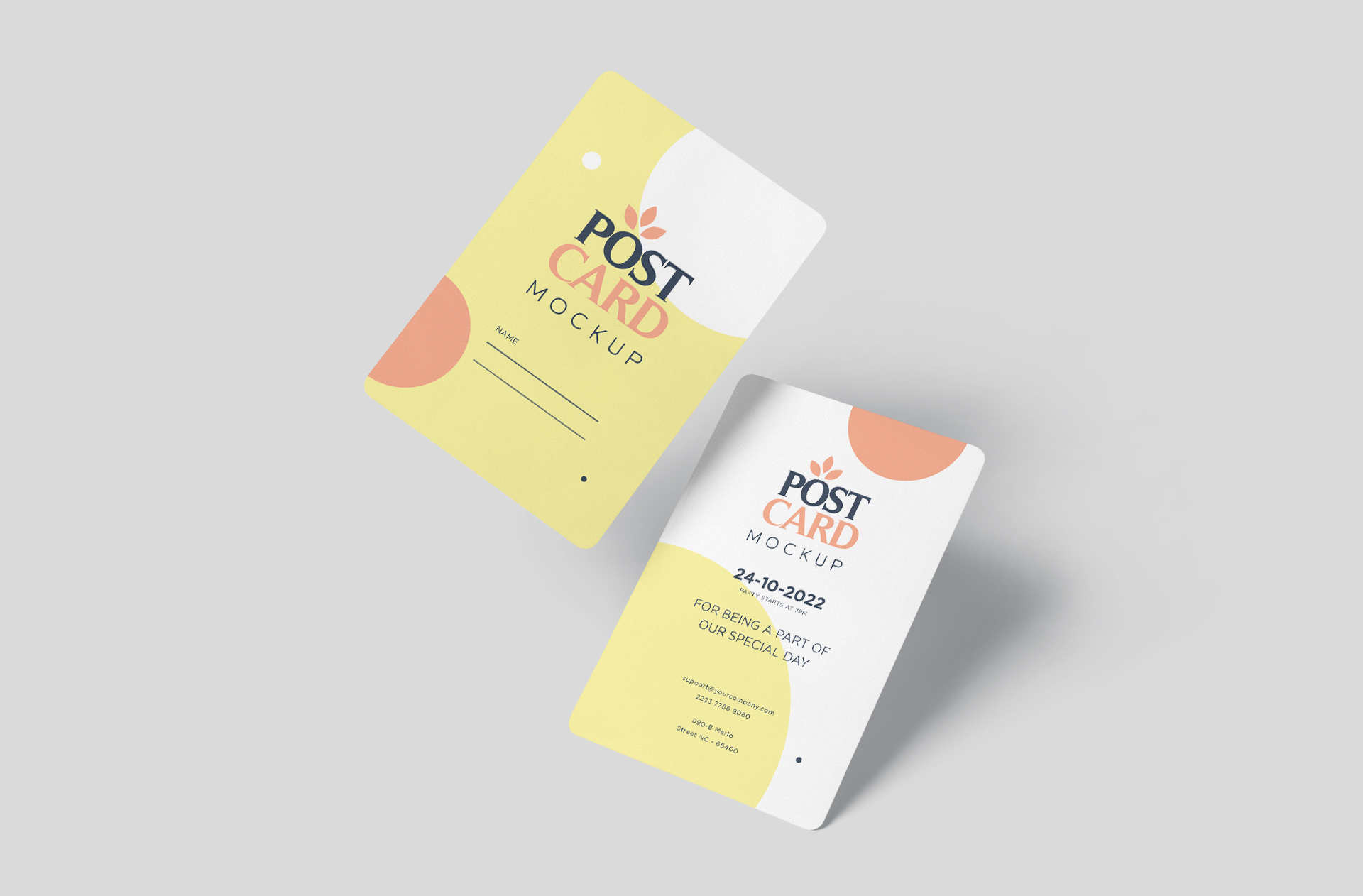 Floating Postcard Mockup – Realistic Branding PSD