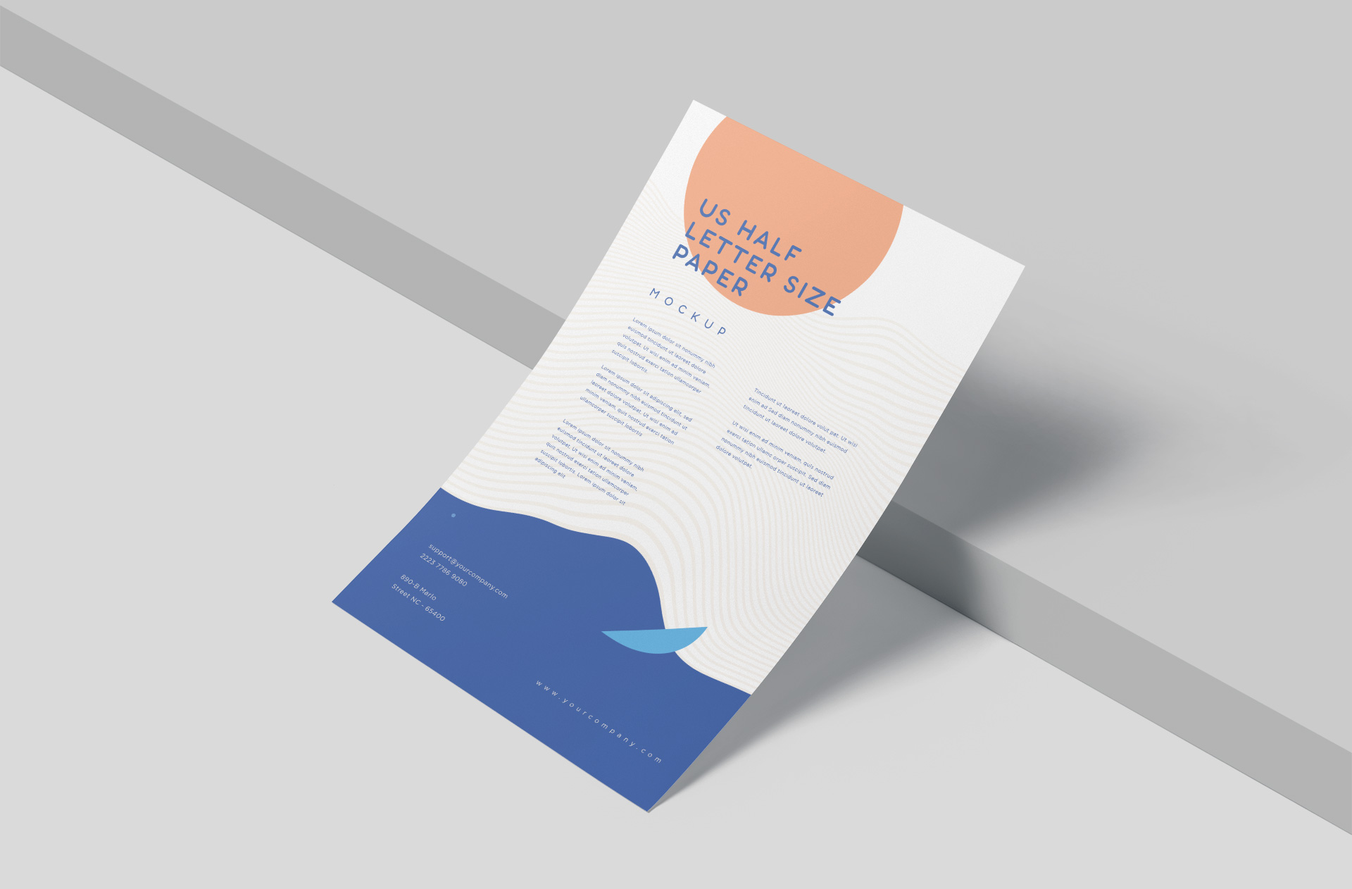 Realistic US Half Letter Paper Mockup – Editable PSD