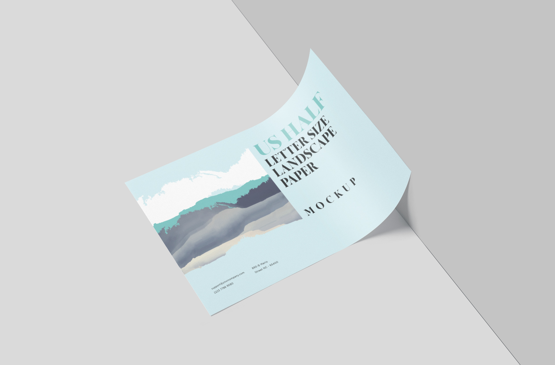 Realistic US Half Letter Landscape Paper Mockup – PSD
