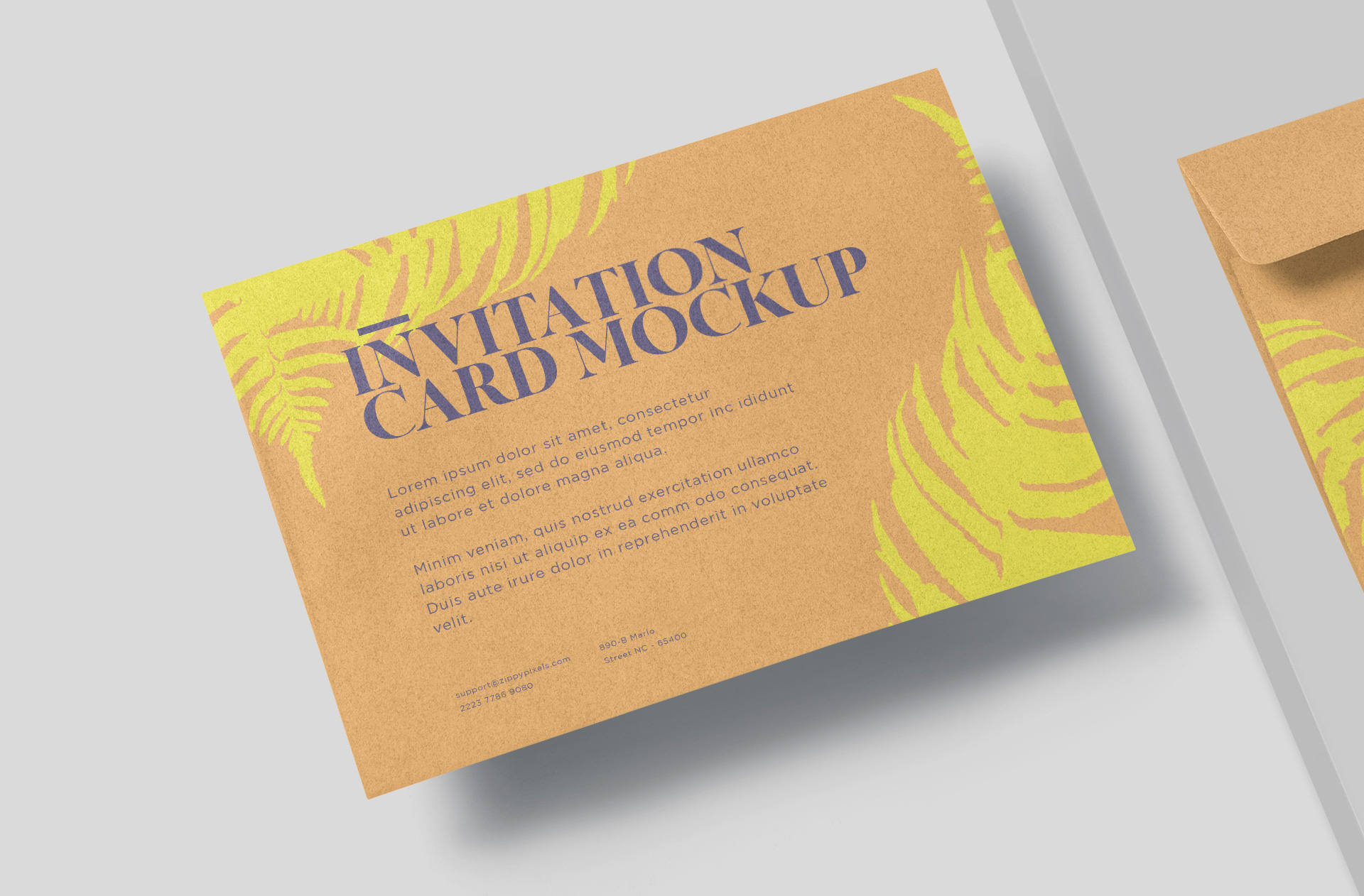 kraft invitation card mockup