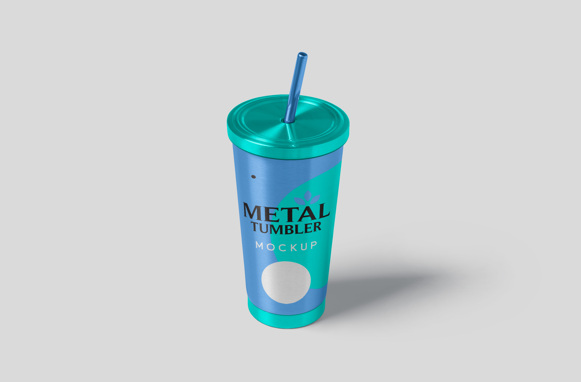 Metal Tumbler Mockup with Straw and Lid