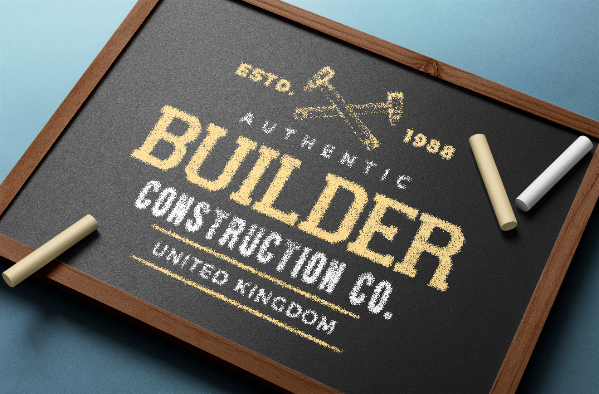 Chalkboard Vintage Logo Mockup for Construction