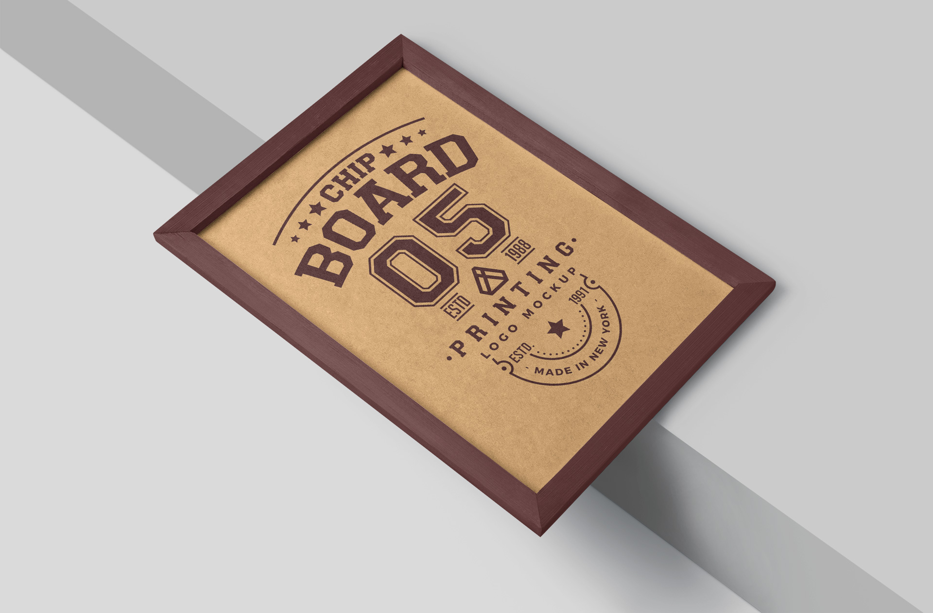 Angled Chipboard Frame Poster Mockup for Design