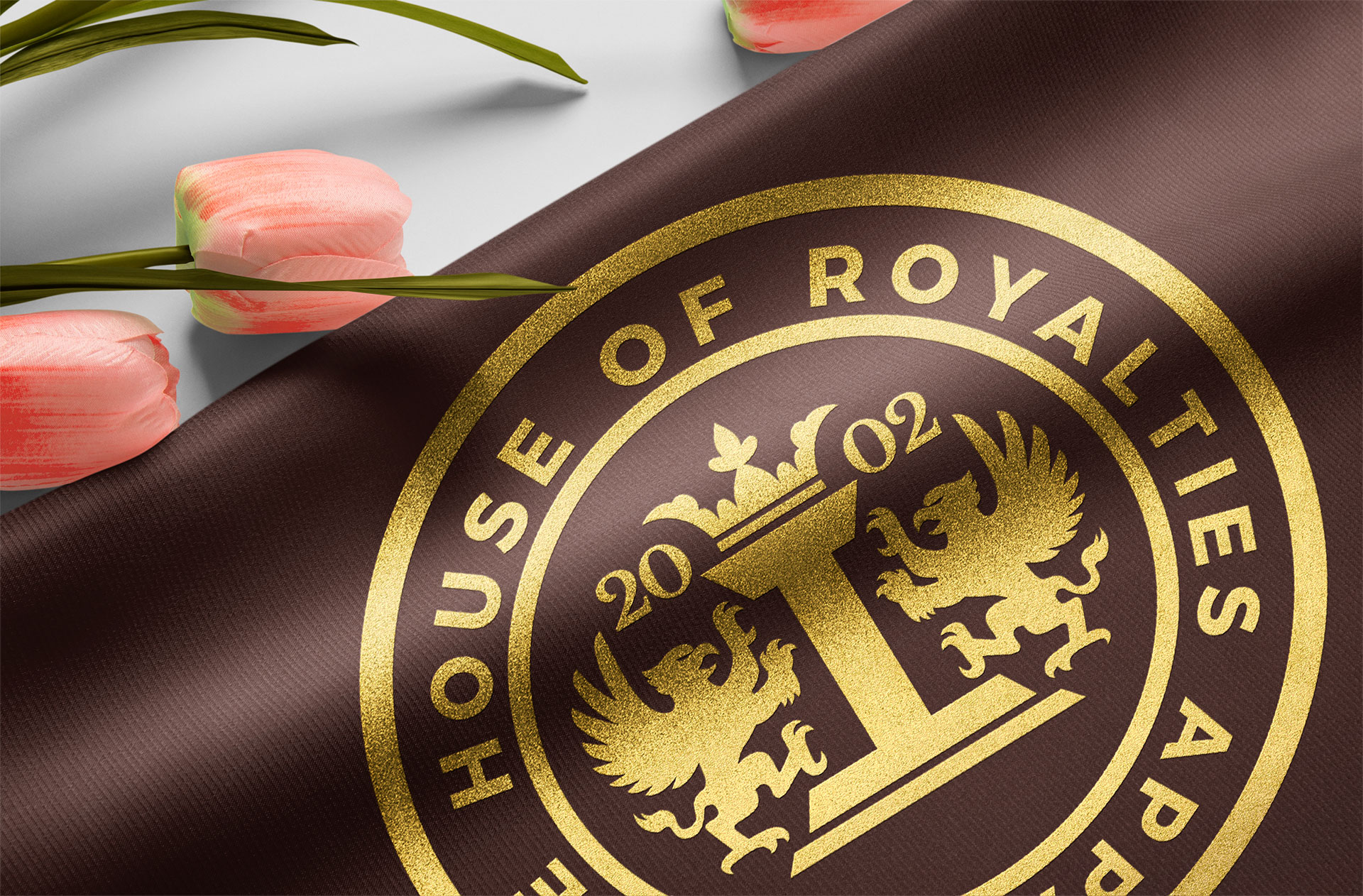 Gold Foil Logo Mockup on Satin Fabric