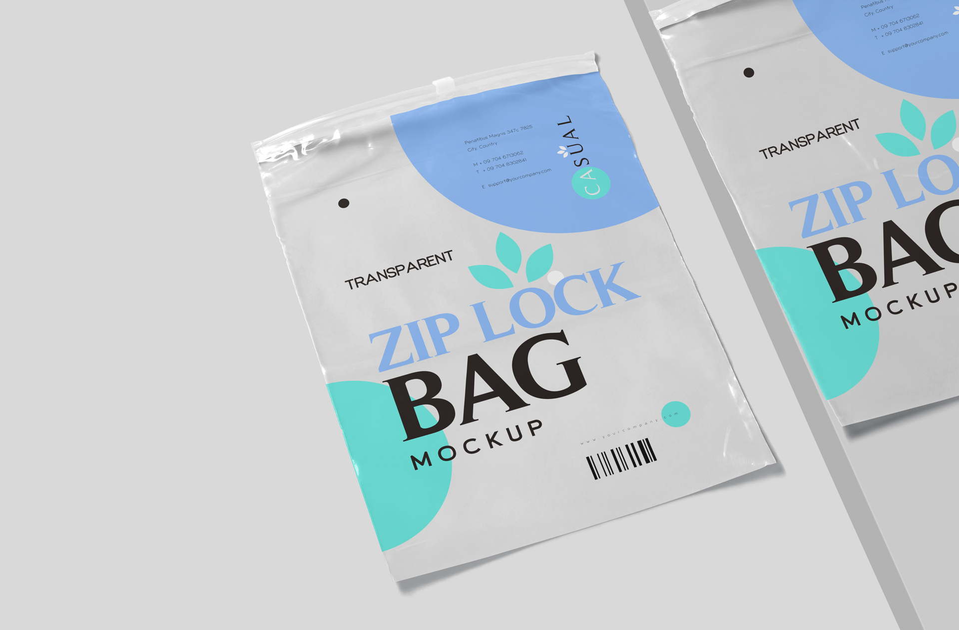 Flat Transparent Zip Lock Bag Mockup – Stylish Design