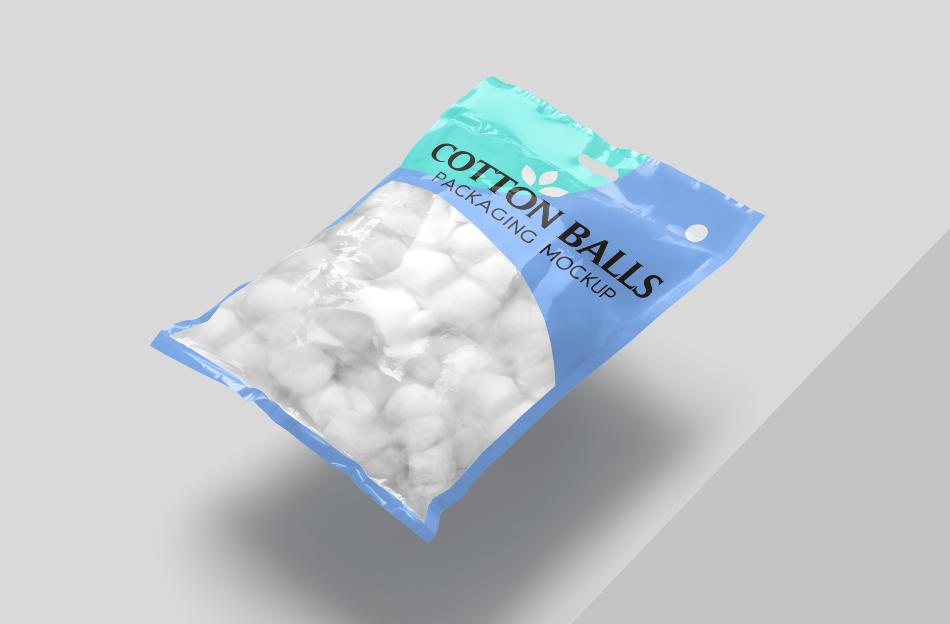 Angled Cotton Balls Packaging Mockup PSD