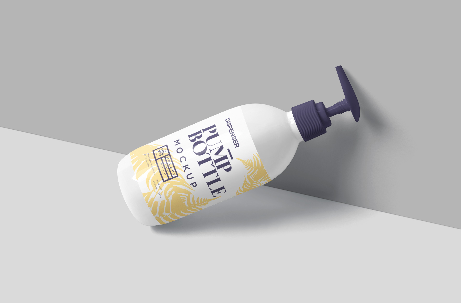 Tilted Pump Bottle Packaging Mockup PSD