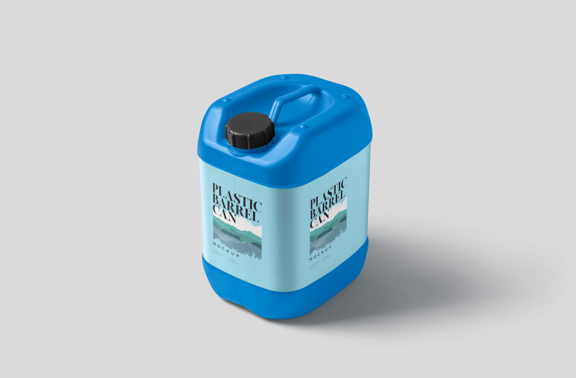 Realistic Plastic Barrel Can Mockup