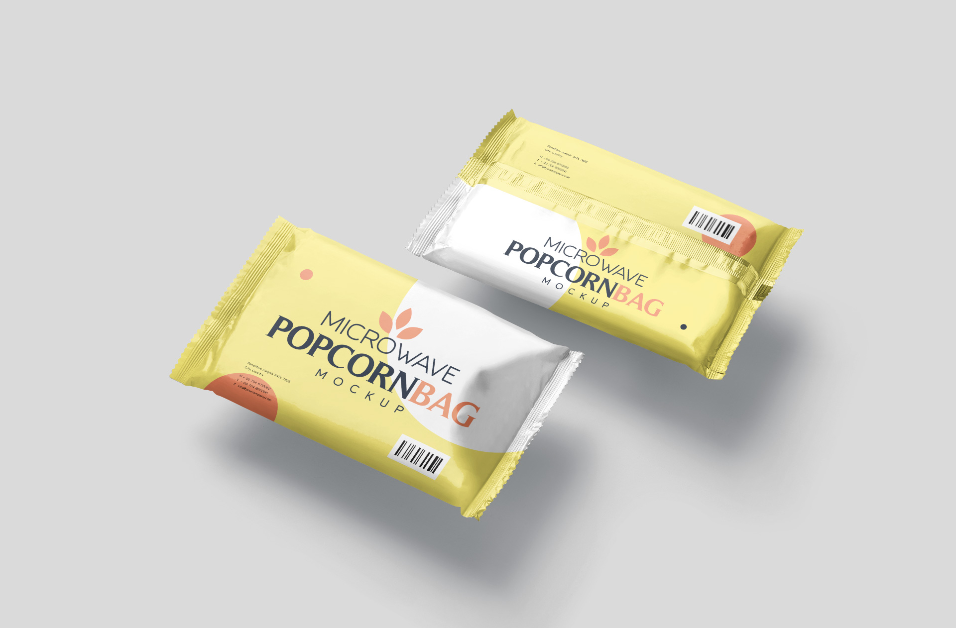 Floating Microwave Popcorn Bag Mockup – Dual Pack