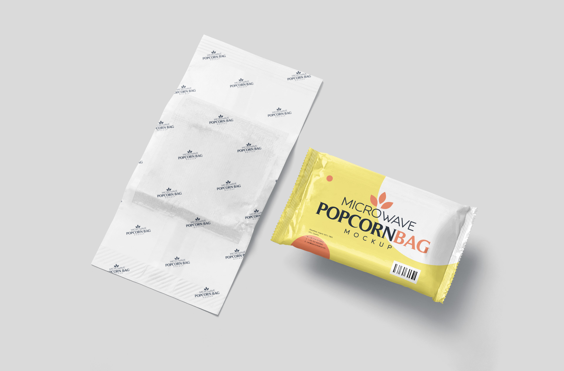 Microwave Popcorn Bag Mockup – Open & Flexible Pouch