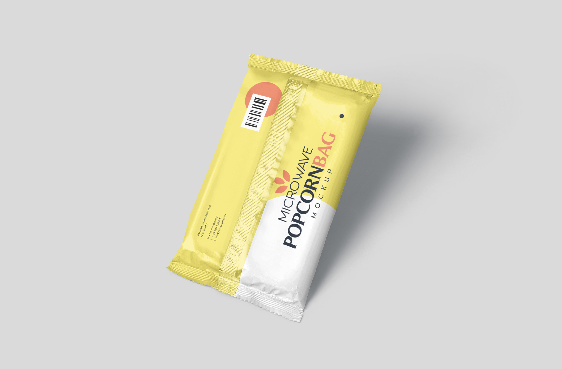 Sealed Microwave Popcorn Bag Mockup – Back View