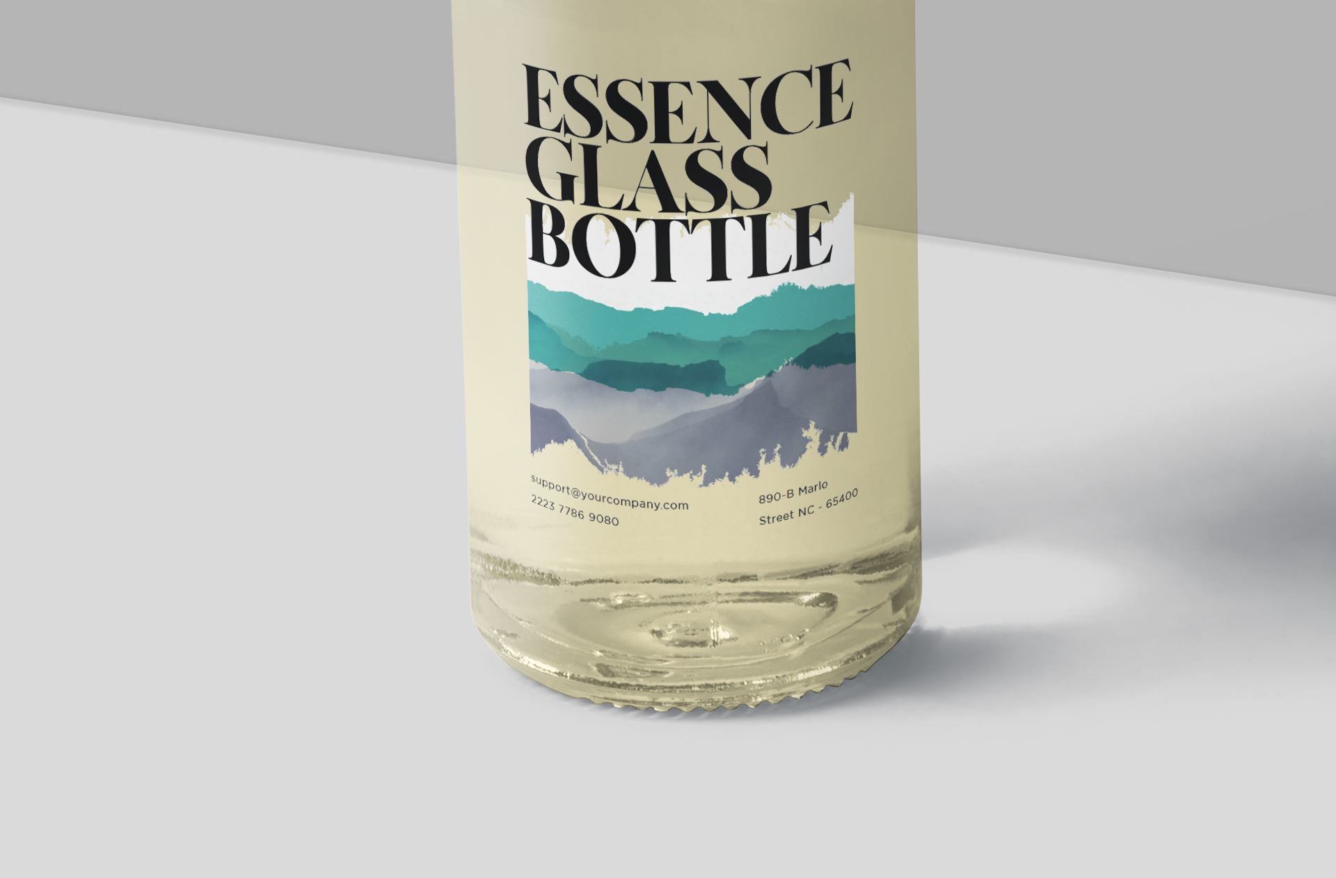 clear glass bottle mockup