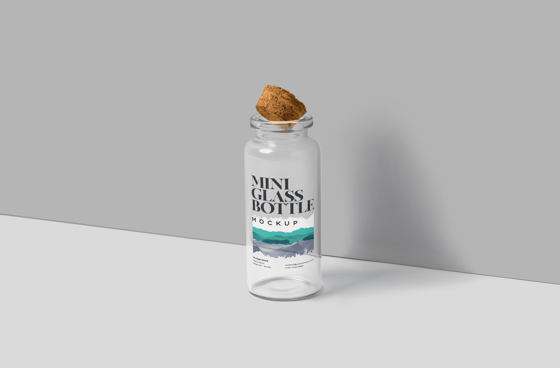 Mini Glass Bottle Mockup – Realistic & Editable