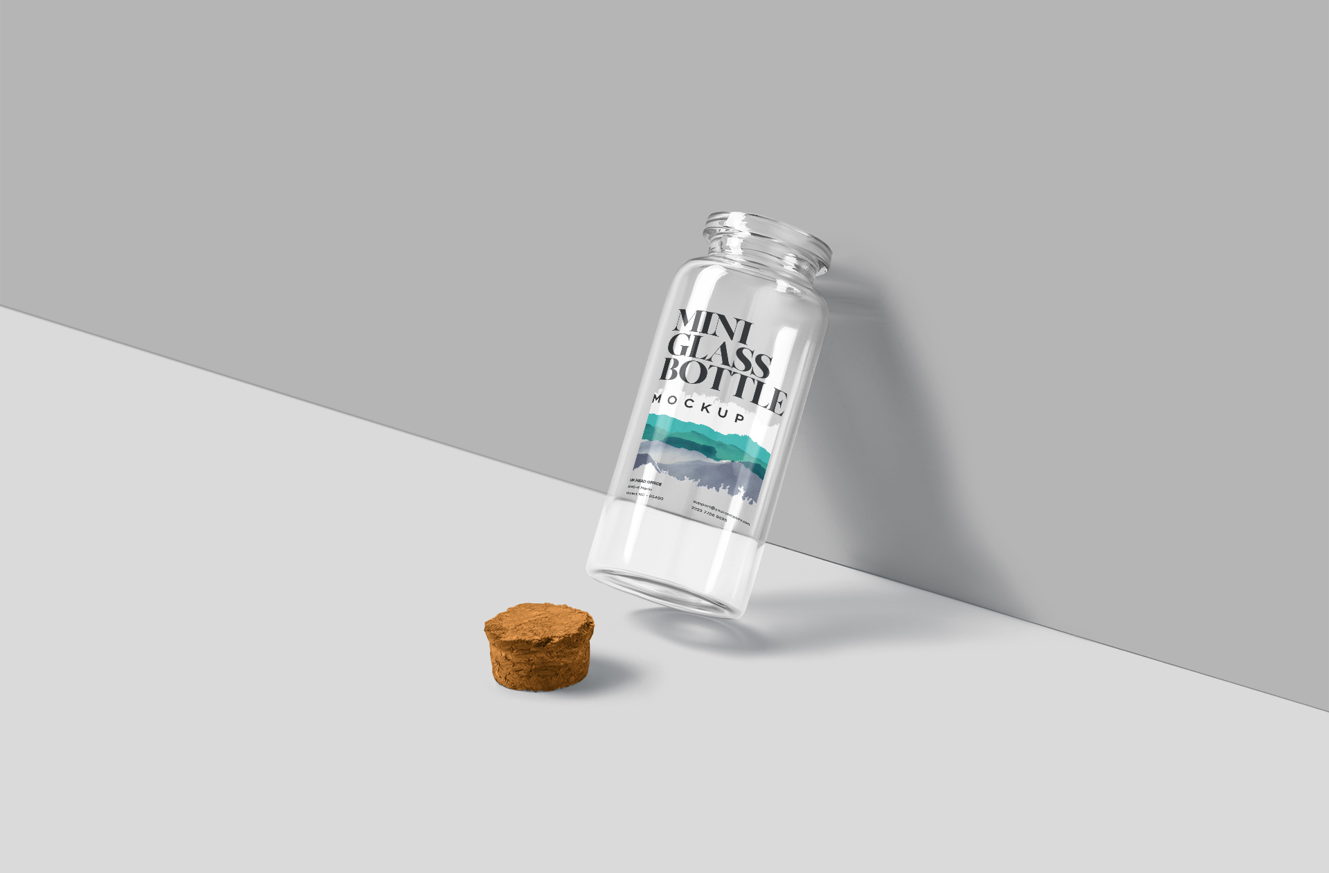 Floating Mini Glass Bottle Mockup – Customizable