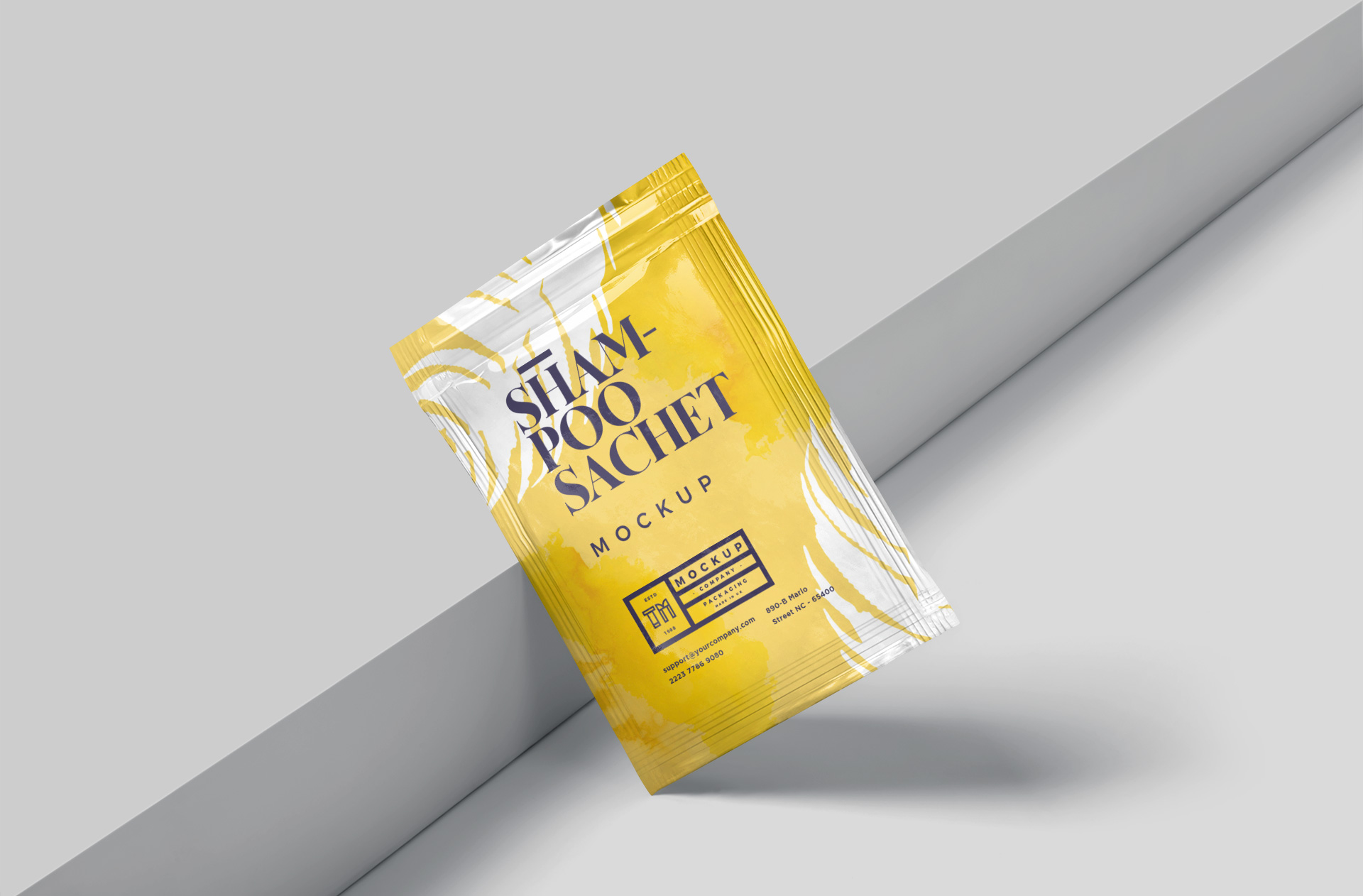 Floating Shampoo & Conditioner Sachet Mockup – PSD