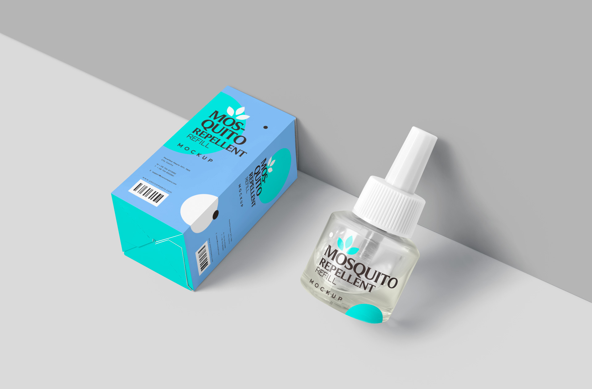 Top View Mosquito Repellent Bottle Packaging Mockup