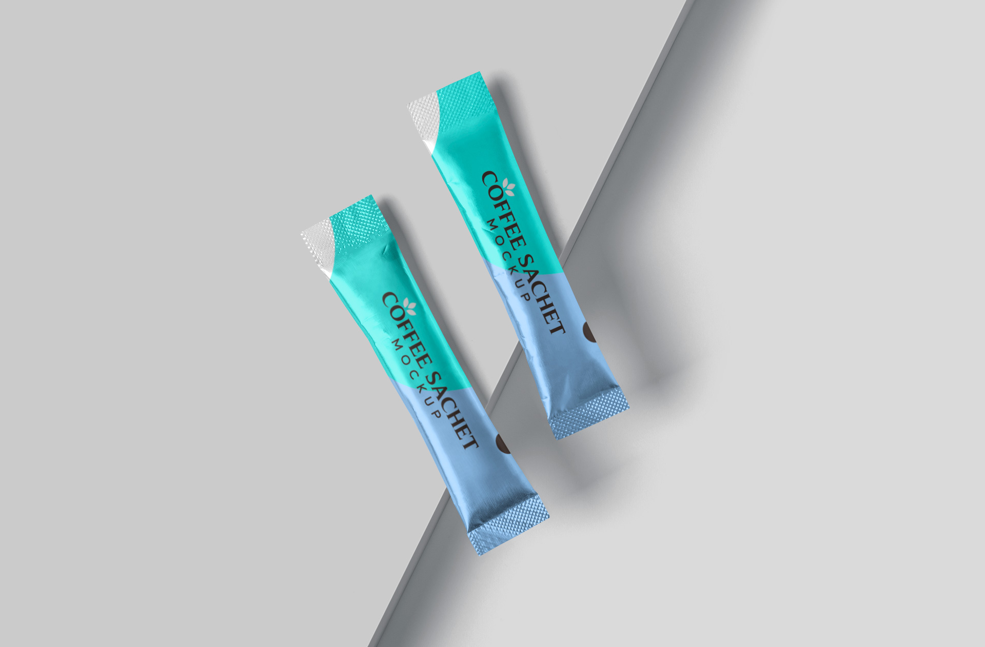 Realistic Coffee Sachet Mockup with Dual Packs