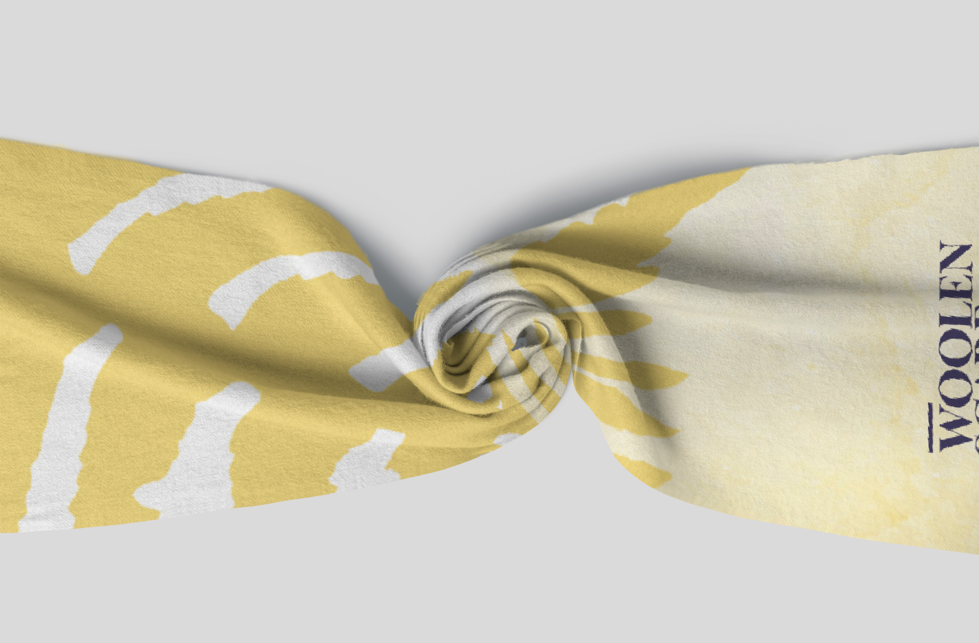 Twisted Woolen Scarf Mockup with Fabric Details