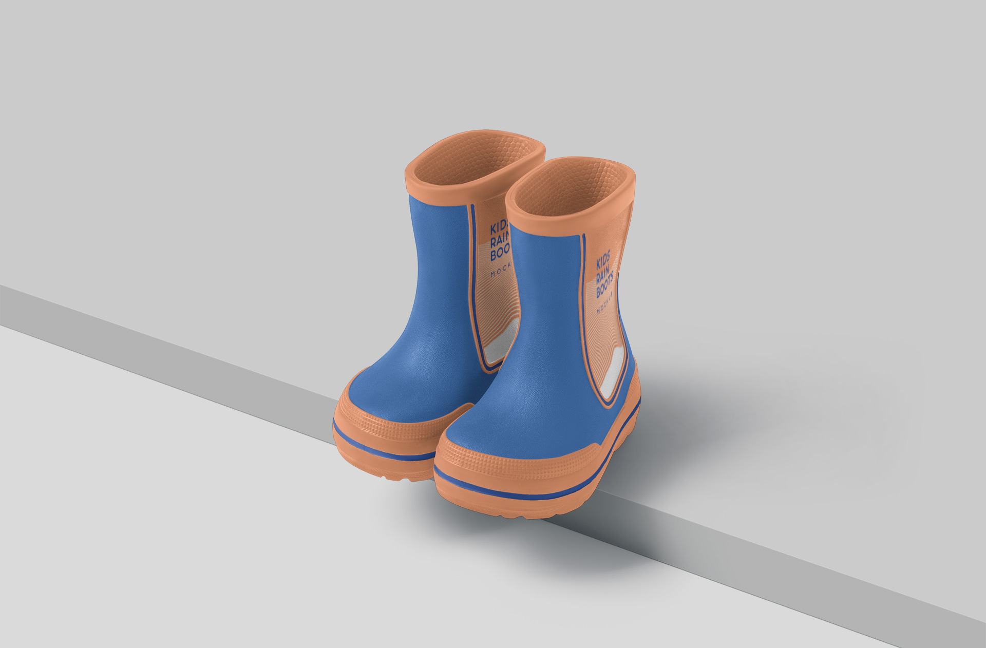 Kids Rain Boots Mockup – Front Pair Display