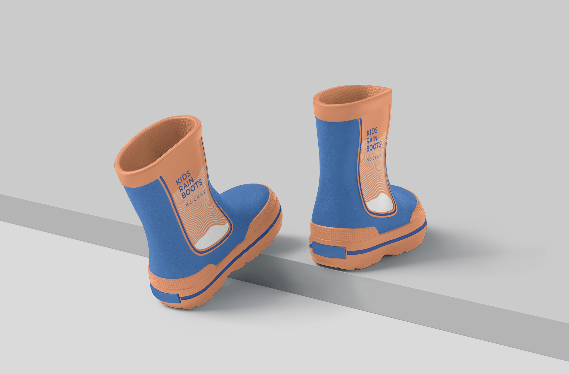 Kids Rain Boots Mockup – Rear and Side View