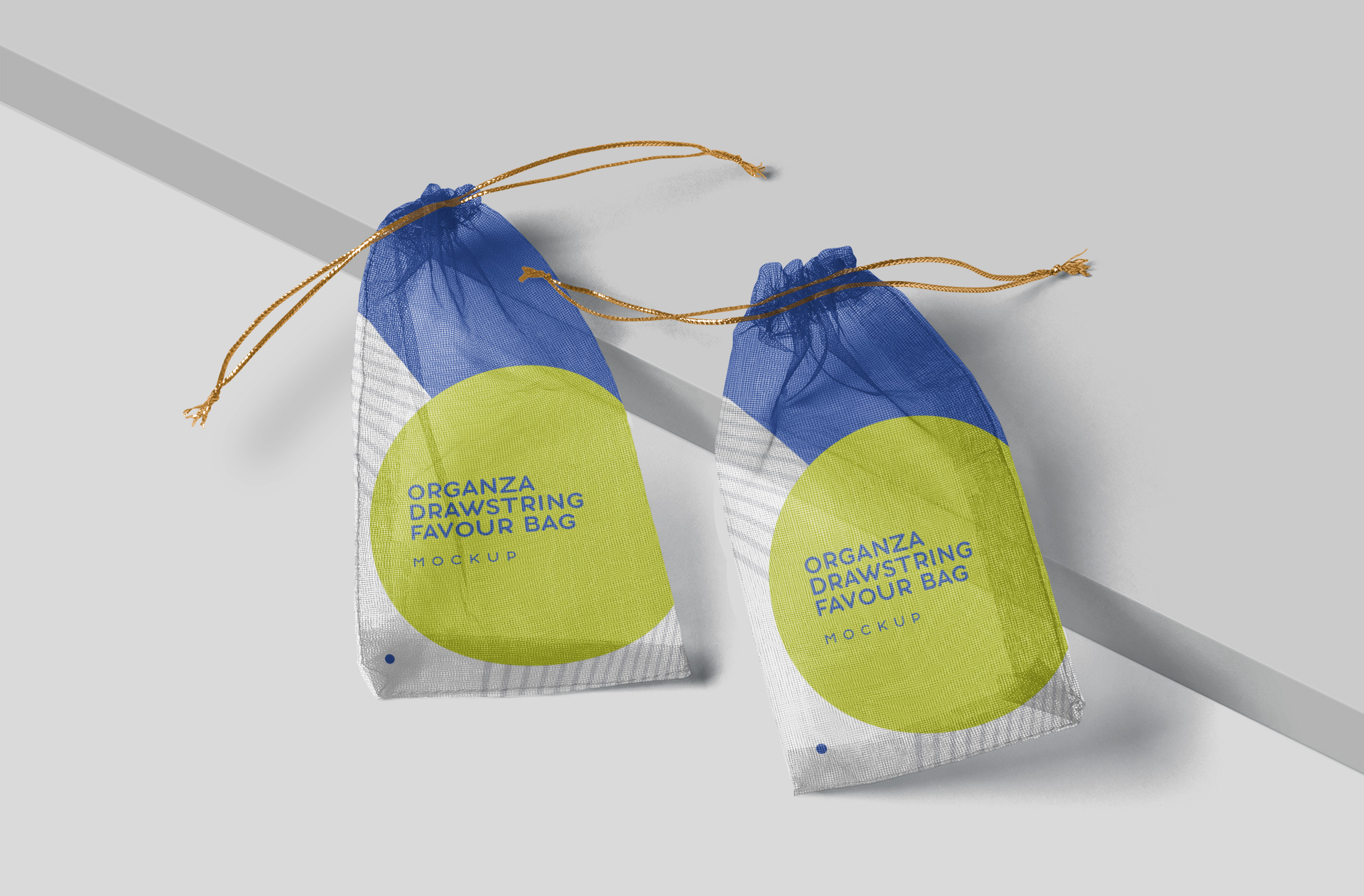 Organza Drawstring Favour Bag Mockup – Dual View