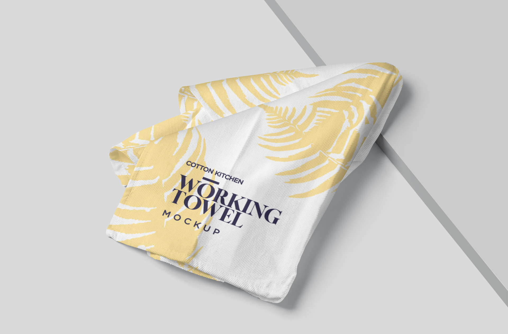 Cotton Kitchen Working Towel Mockup ?? Wrinkled Layout