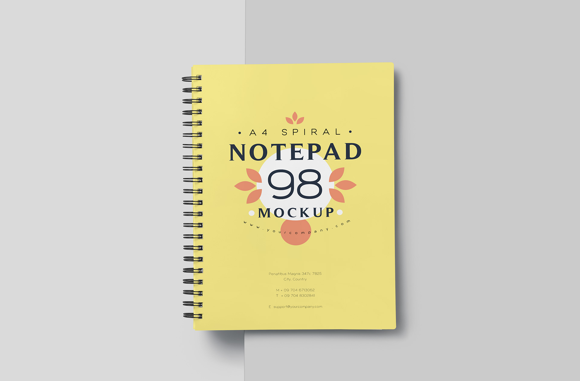 A4 Spiral Notepad Mockup – Realistic Cover Design