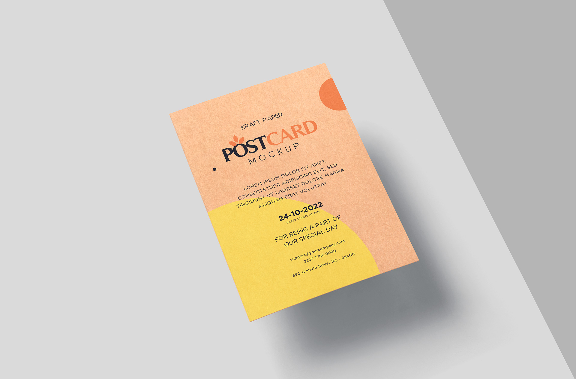 Standing Kraft Postcard Mockup – Customizable Design
