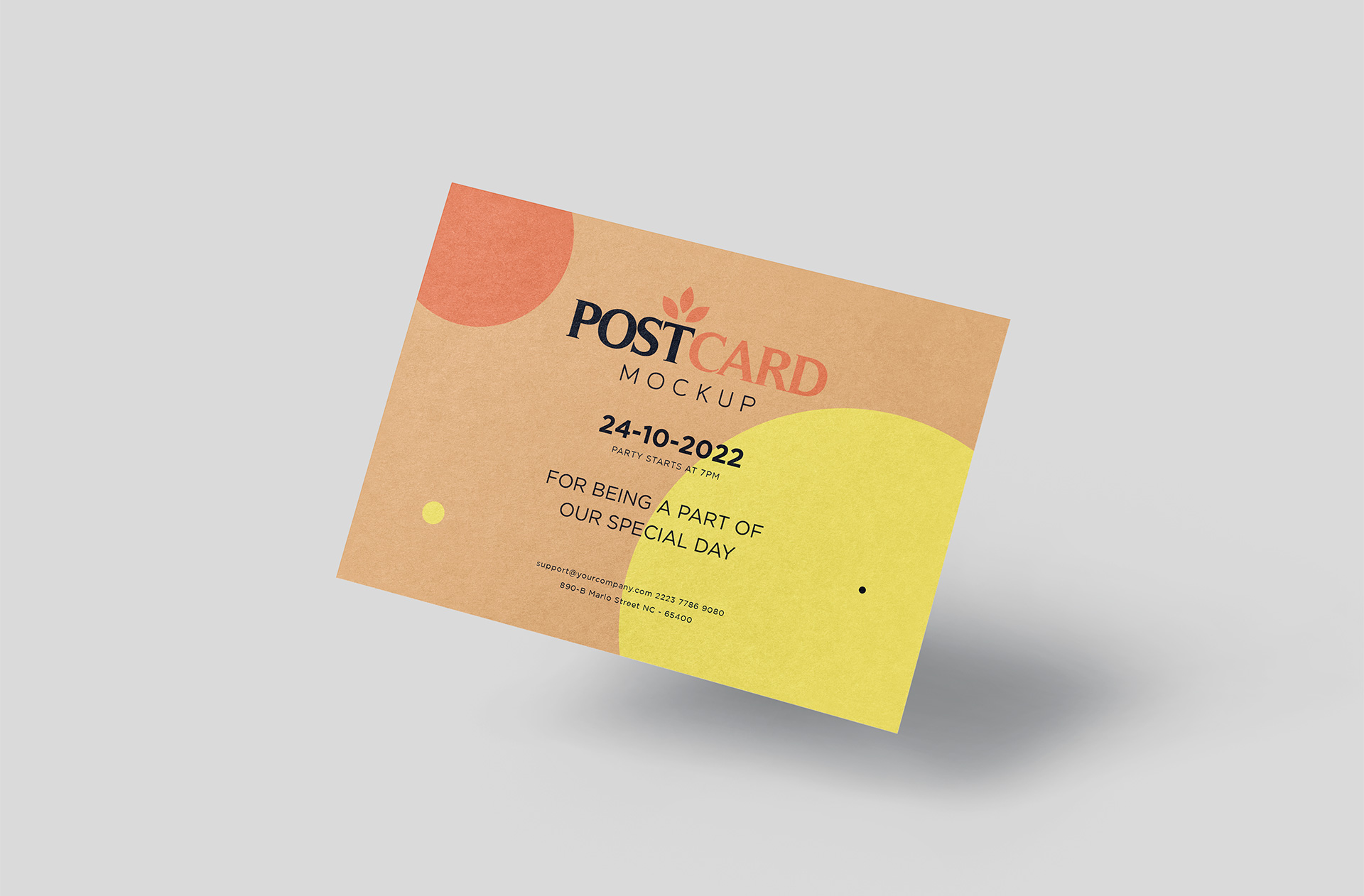 Leaning Kraft Postcard Mockup – Professional Branding