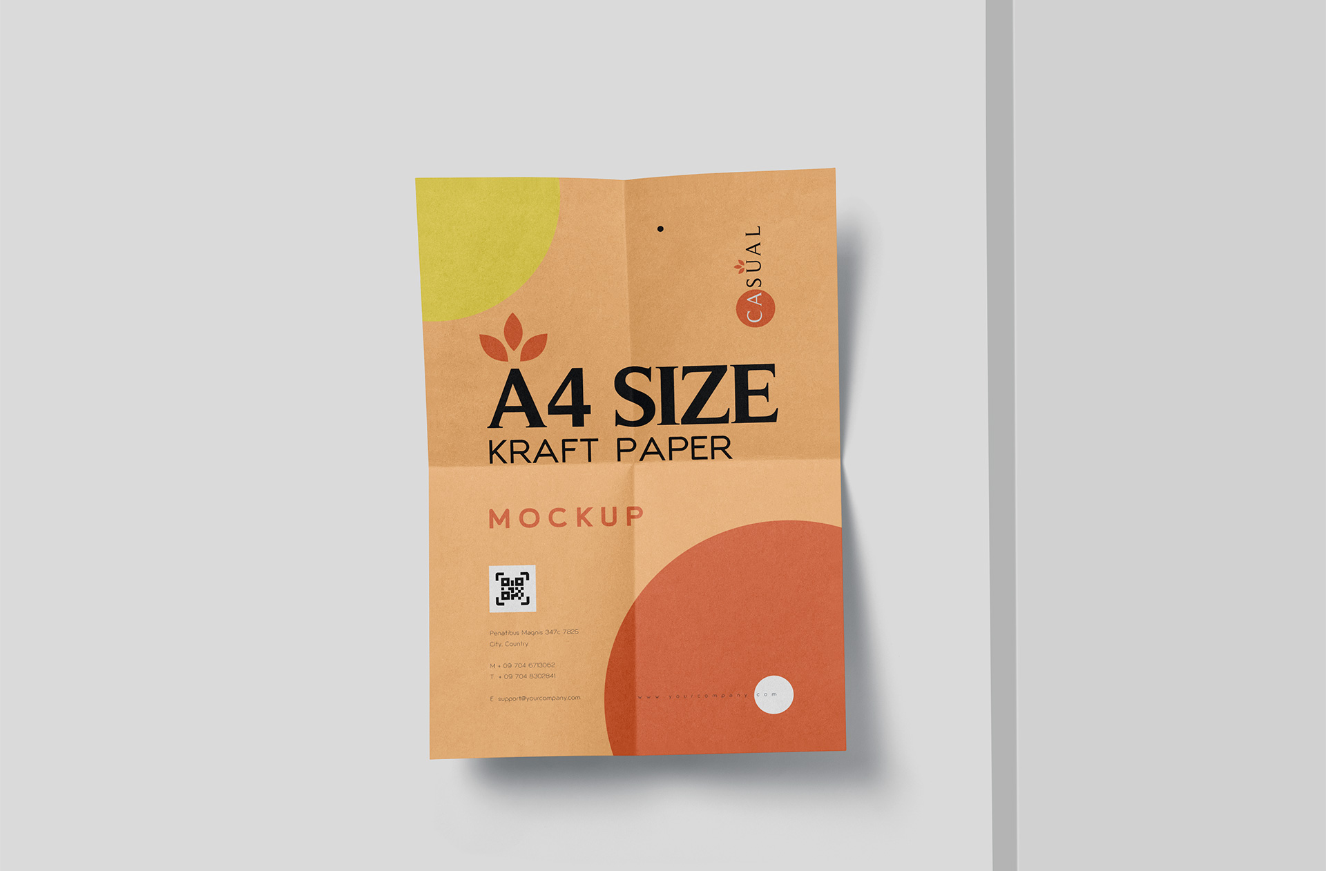 A4 Kraft Paper Mockup – Realistic Folded Sheet