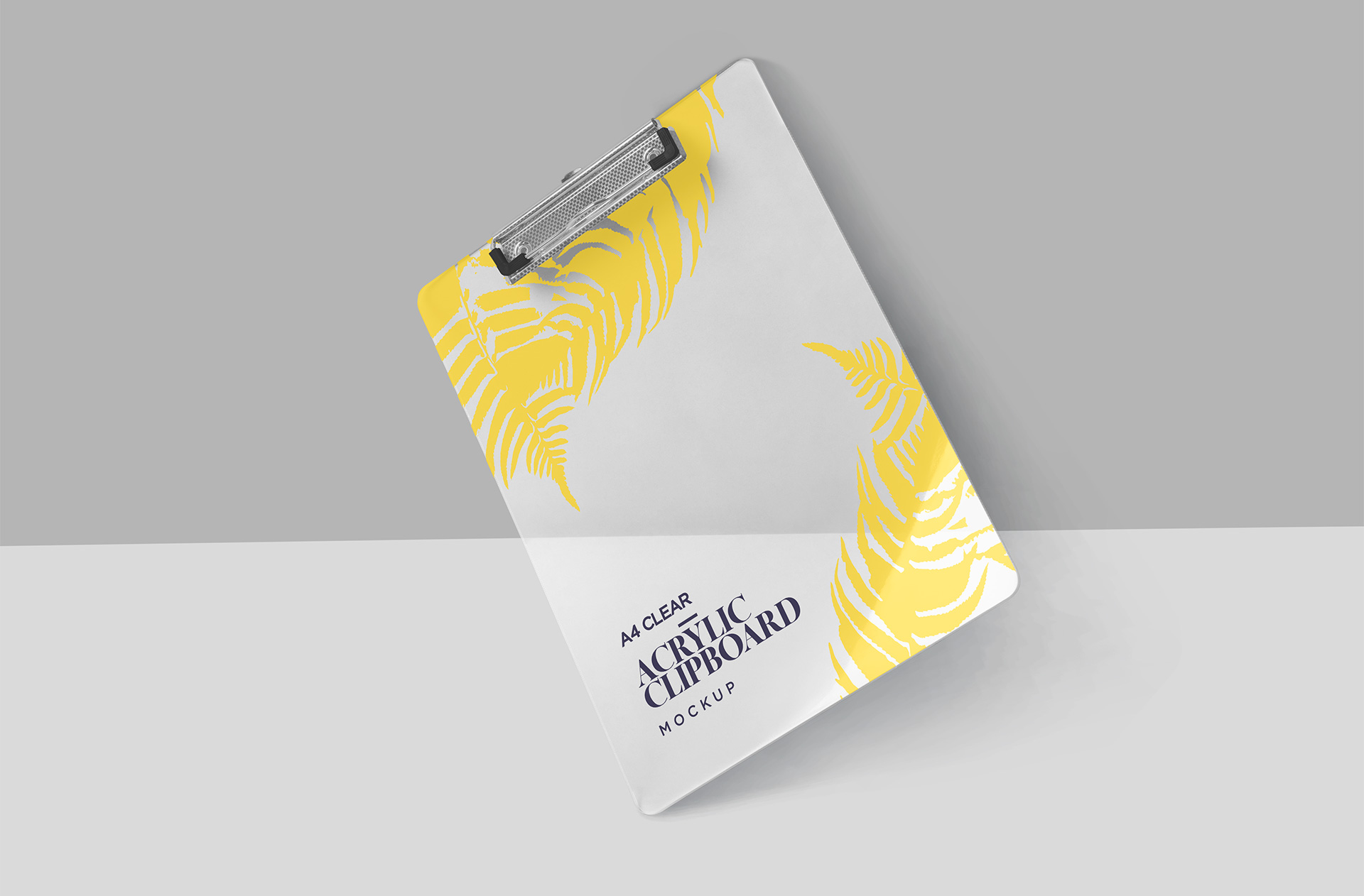 A4 Clear Acrylic Clipboard Mockup – Floating View