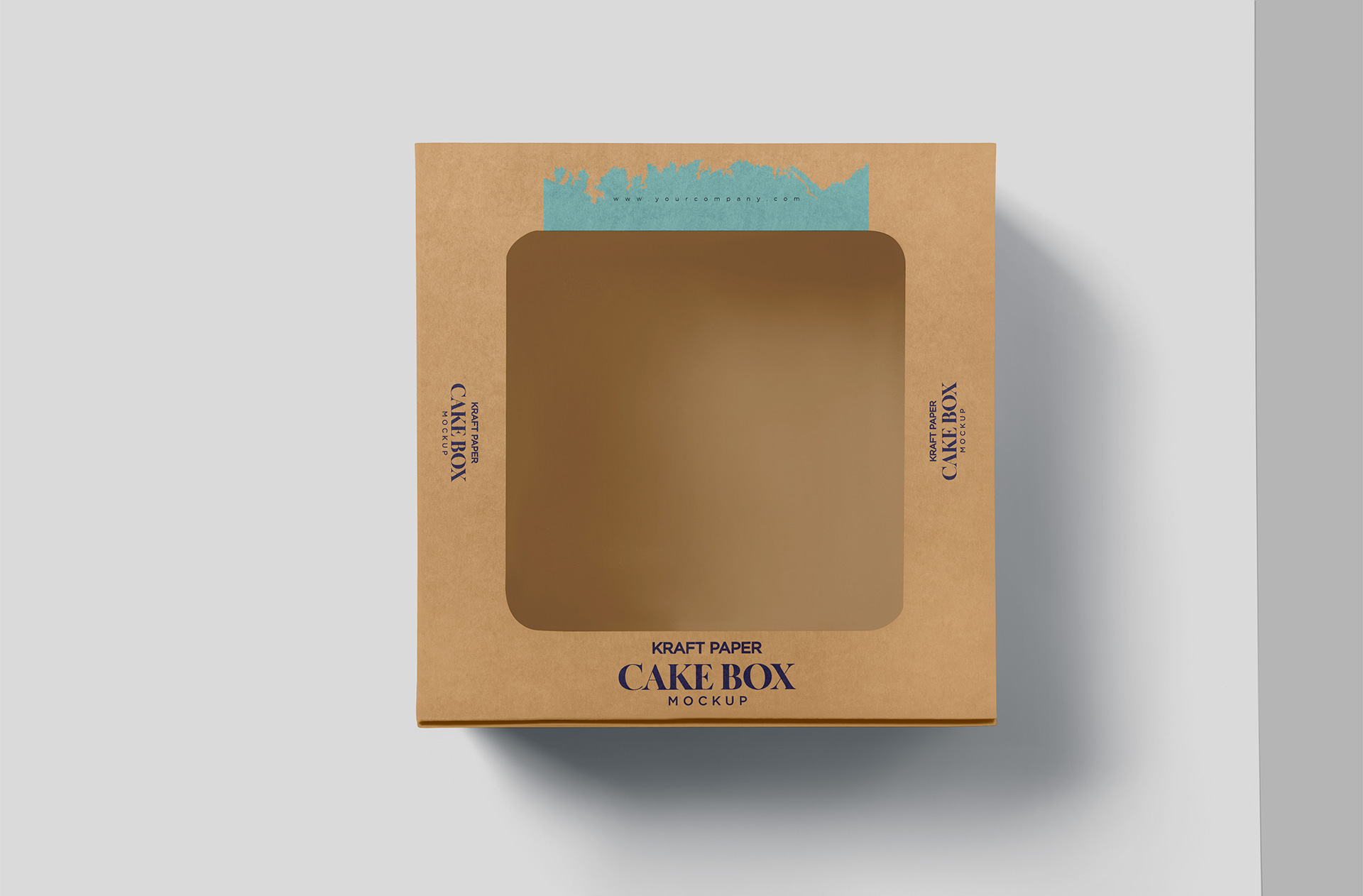 Kraft Paper Cake Box Mockup – Opened View
