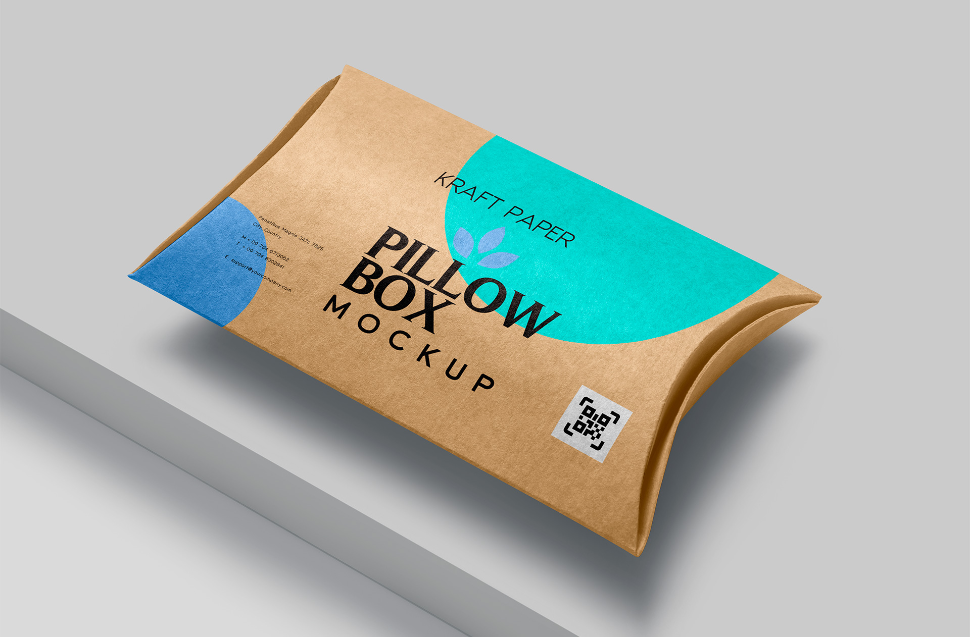Kraft Pillow Box Mockup with Minimal Design