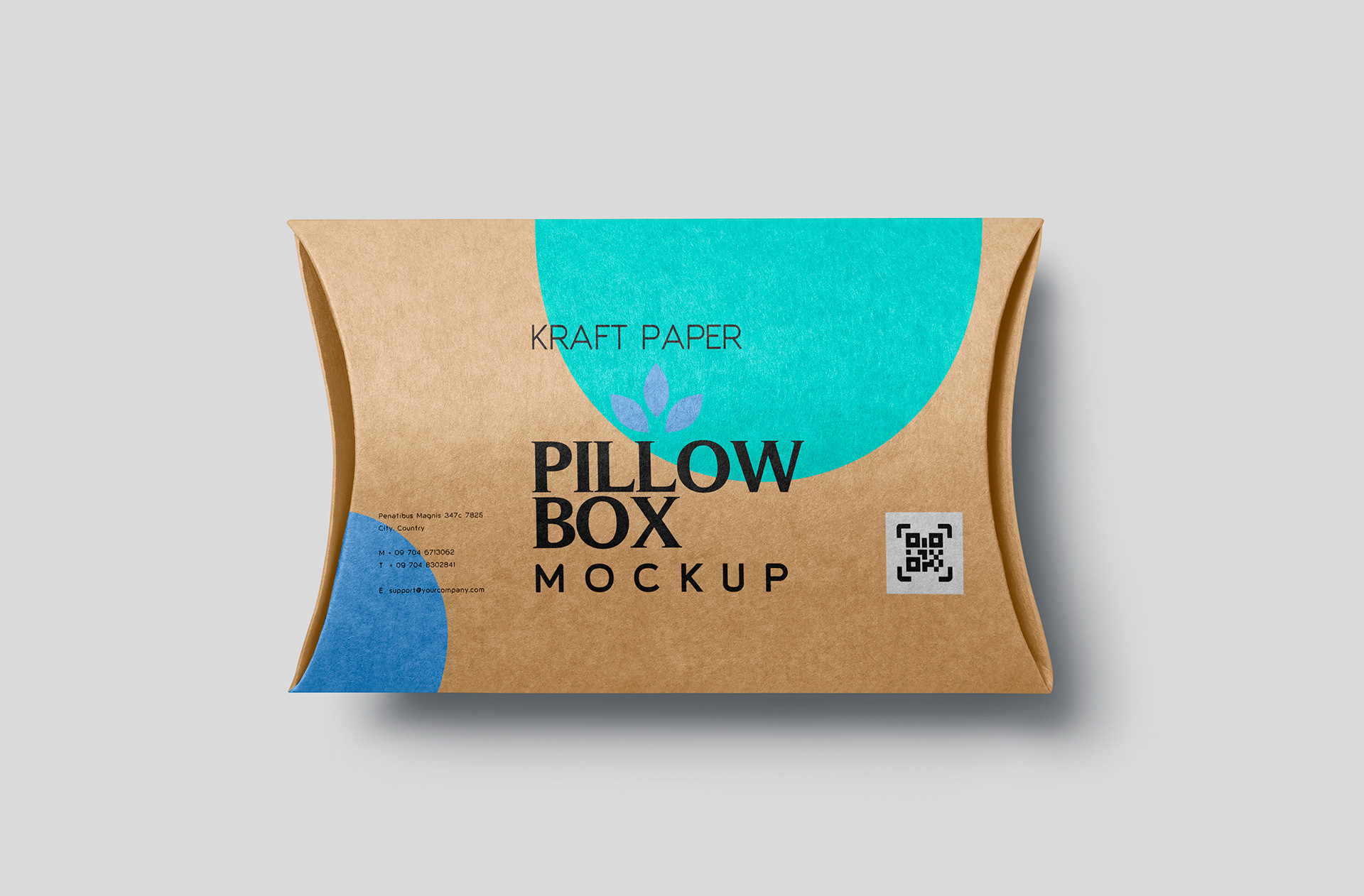 Flat Kraft Pillow Box Mockup